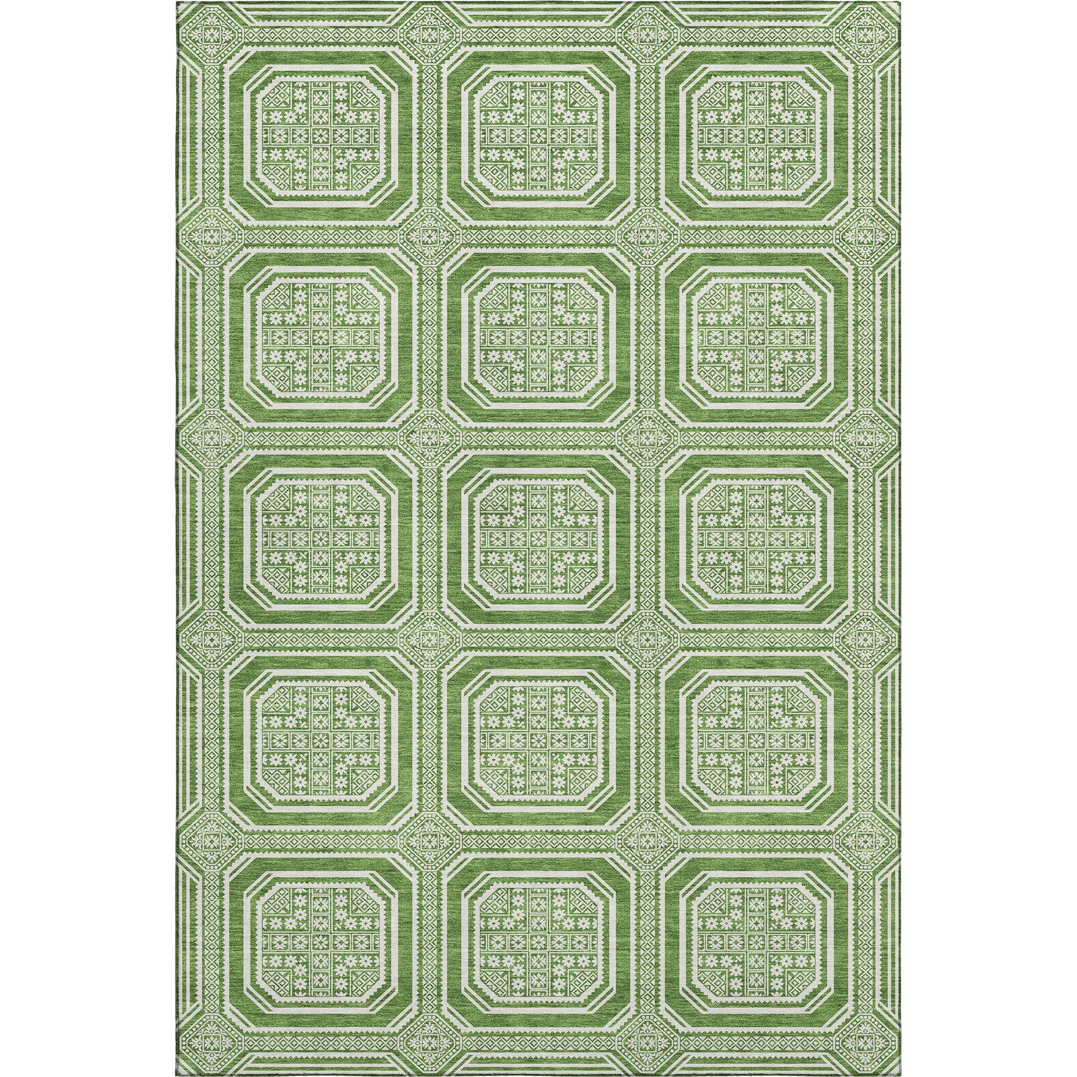 Kyoto Machine Washable Transitional Green Rug 2'6" x 3'10" #shape_Rectangle