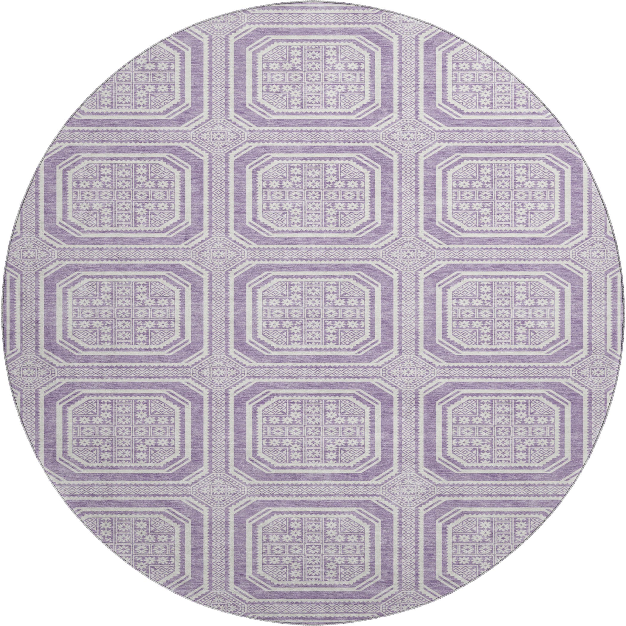 Kyoto Machine Washable Transitional Lavender Purple Rug 8' x 8' #shape_Round