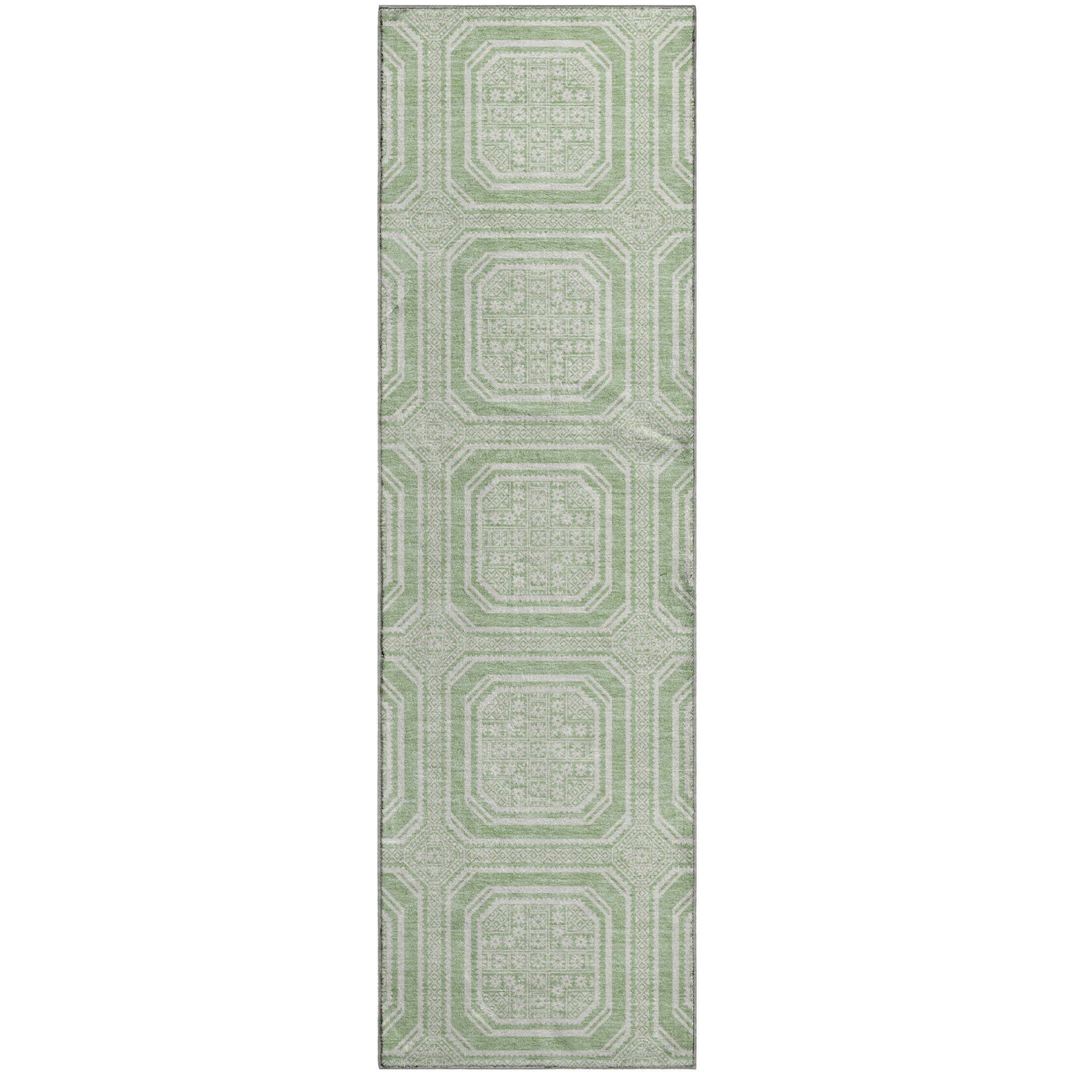 Kyoto Machine Washable Transitional Mint Green Rug 2'3" x 7'6" #shape_Runner