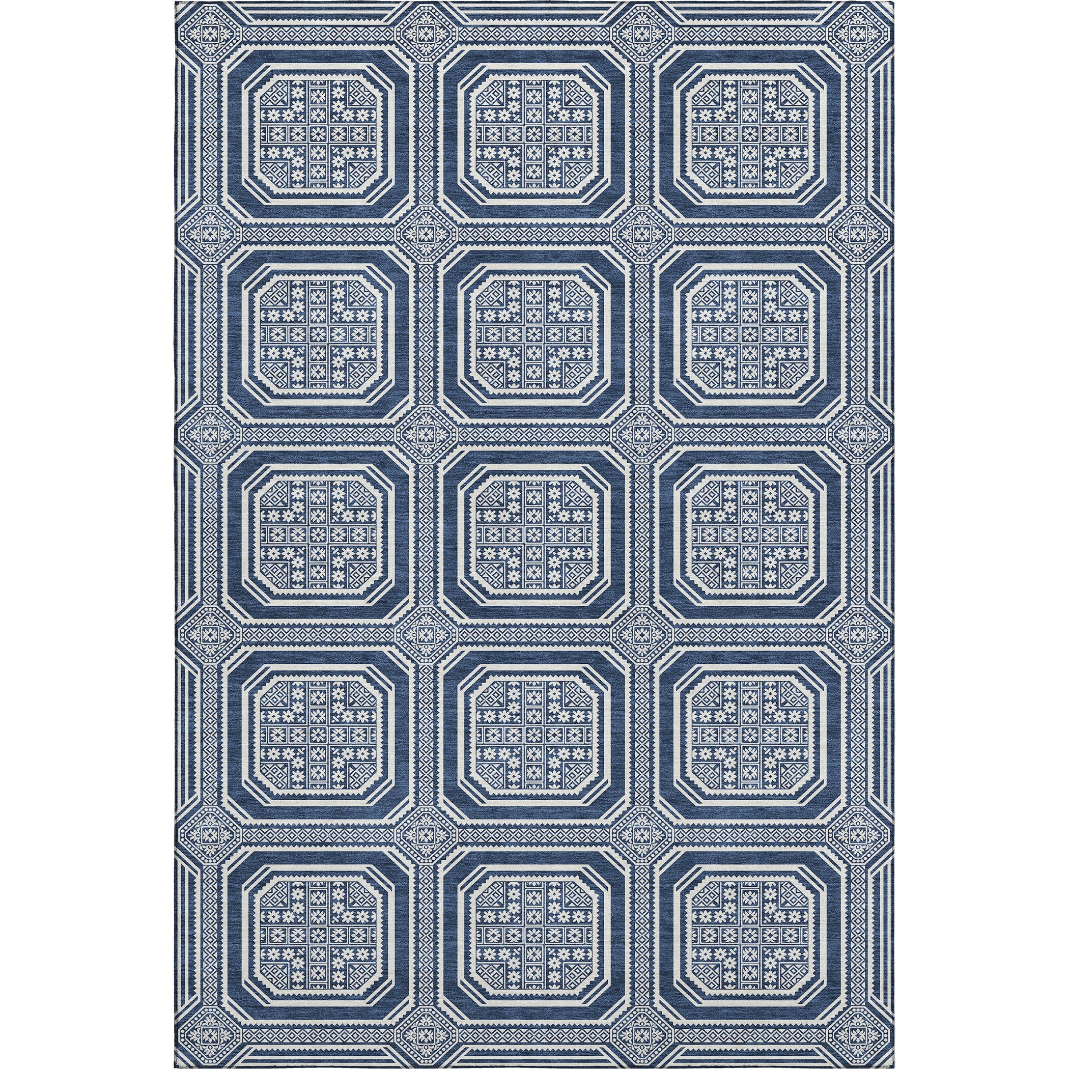 Kyoto Machine Washable Transitional Navy Blue Rug 2'6" x 3'10" #shape_Rectangle