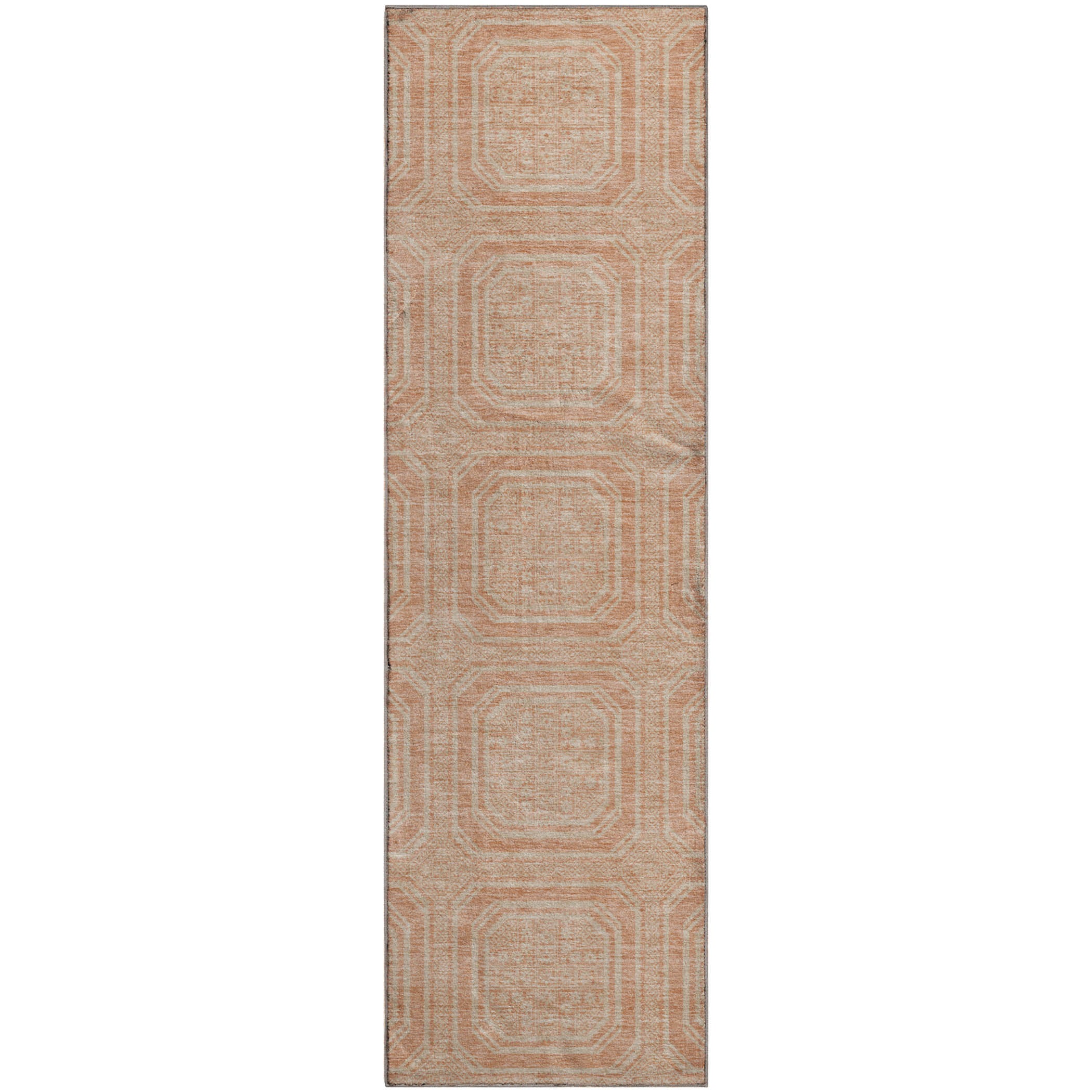 Kyoto Machine Washable Transitional Peach Orange Rug 2'3" x 7'6" #shape_Runner