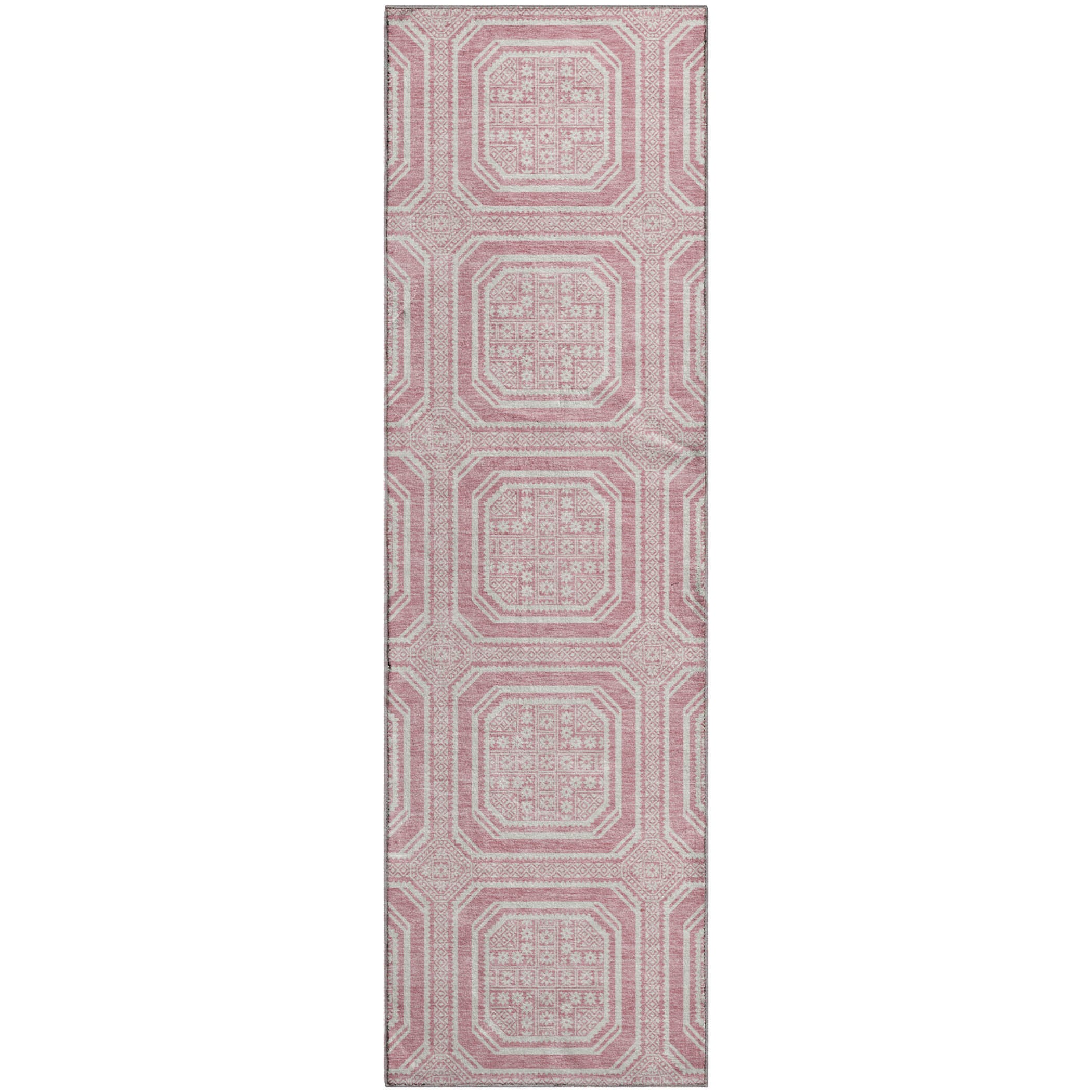 Kyoto Machine Washable Transitional Pink Rug 2'3" x 7'6" #shape_Runner