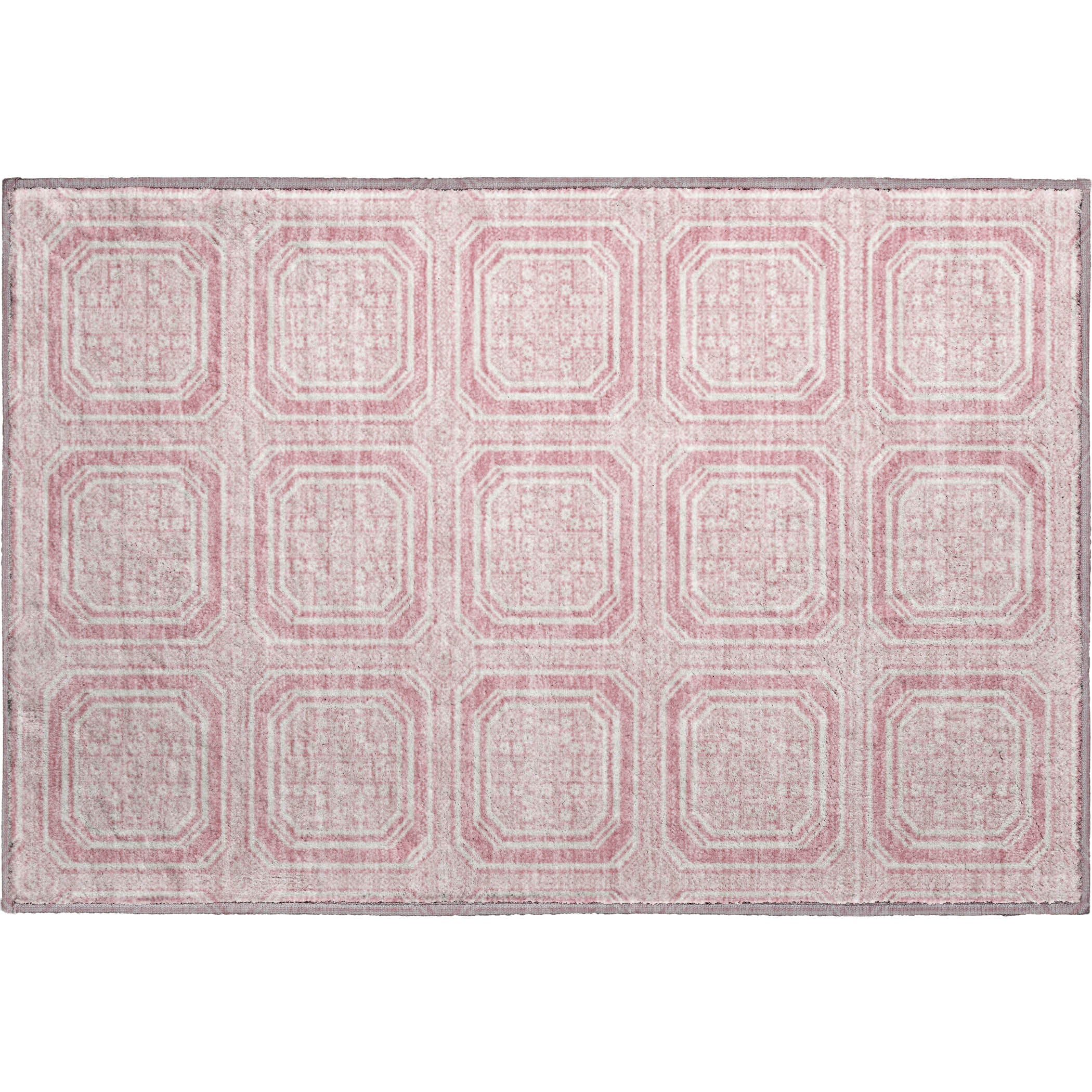 Kyoto Machine Washable Transitional Pink Rug 1'8" x 2'6" #shape_Rectangle