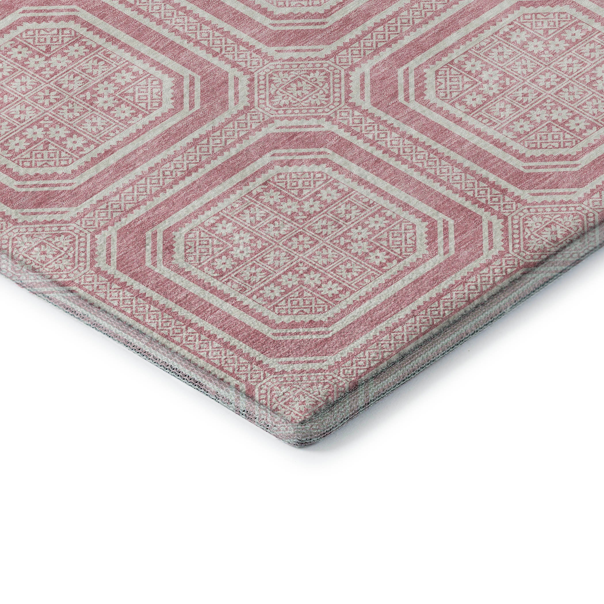 Kyoto Machine Washable Transitional Pink Rug 1'8" x 2'6" #shape_Rectangle