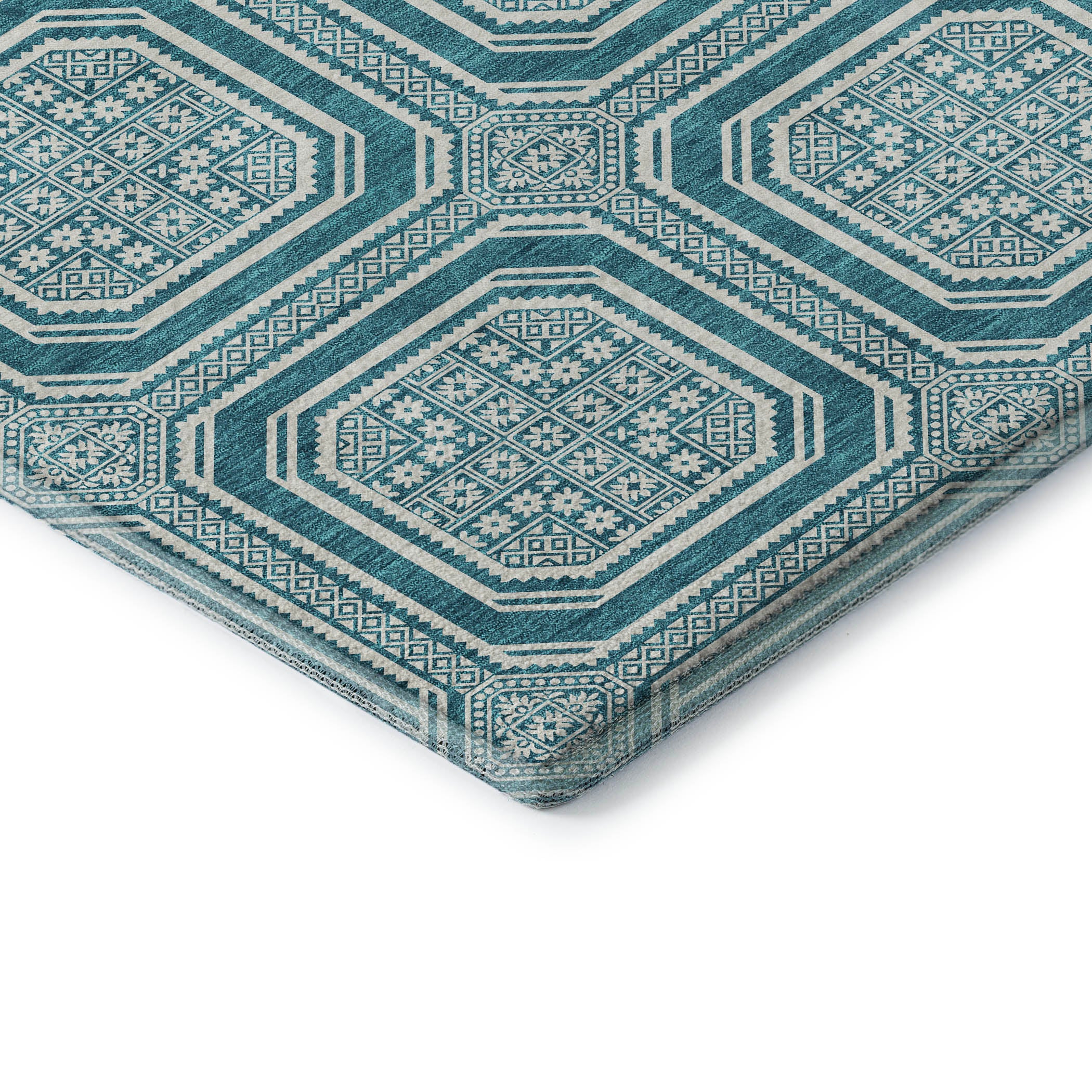 Kyoto Machine Washable Transitional Teal Rug 1'8" x 2'6" #shape_Rectangle