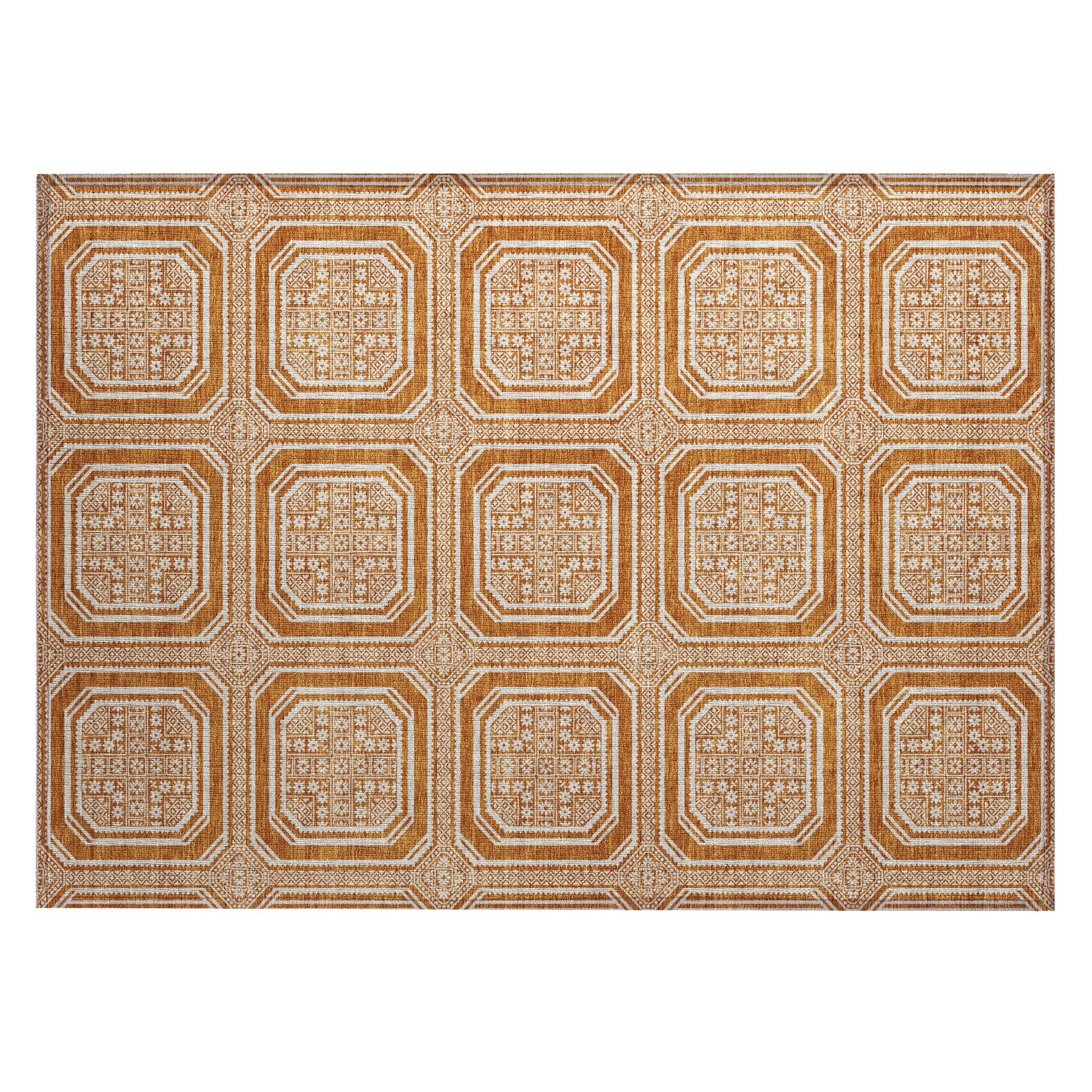 Kyoto Machine Washable Transitional Terracotta Orange Rug 1'8" x 2'6" #shape_Rectangle