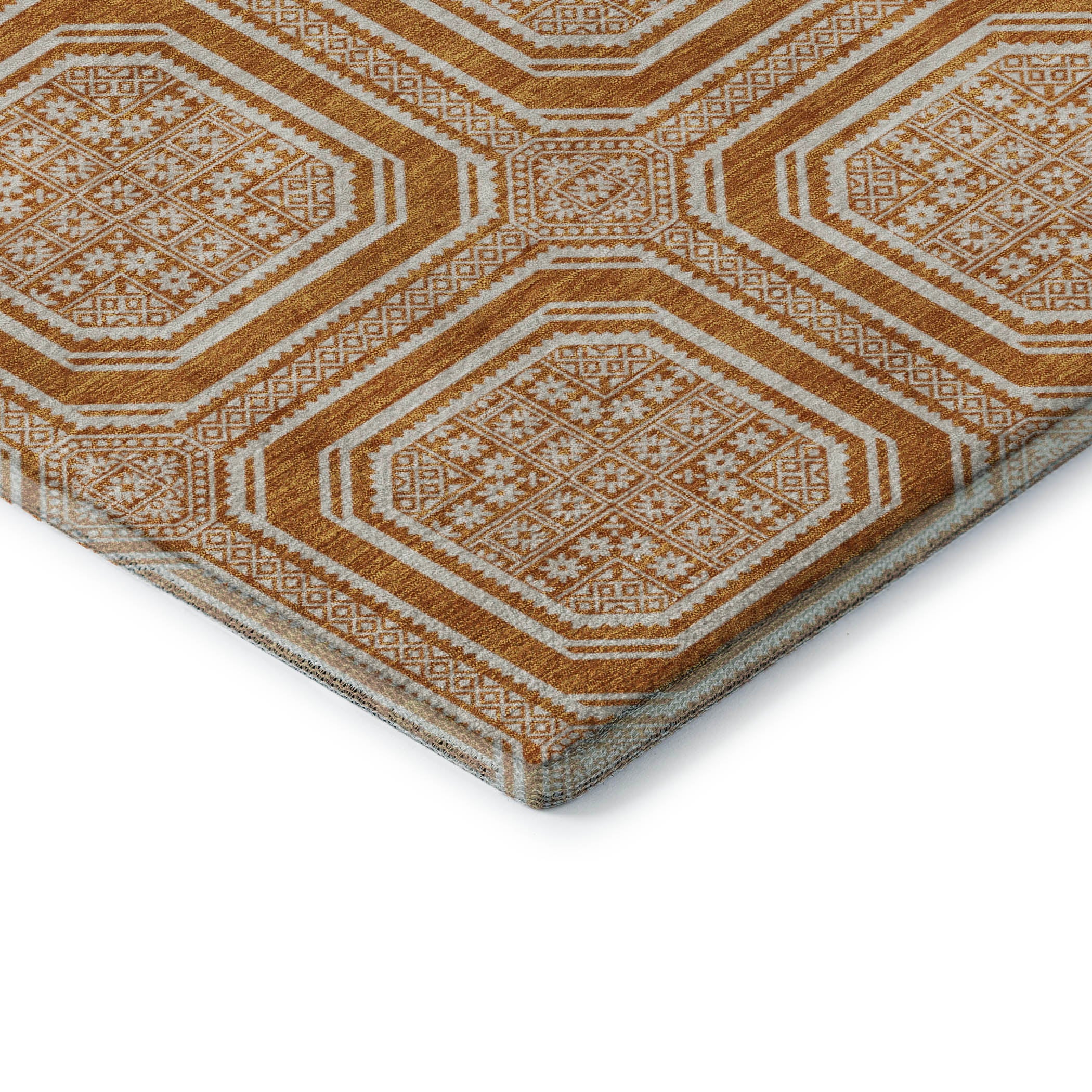 Kyoto Machine Washable Transitional Terracotta Orange Rug 1'8" x 2'6" #shape_Rectangle
