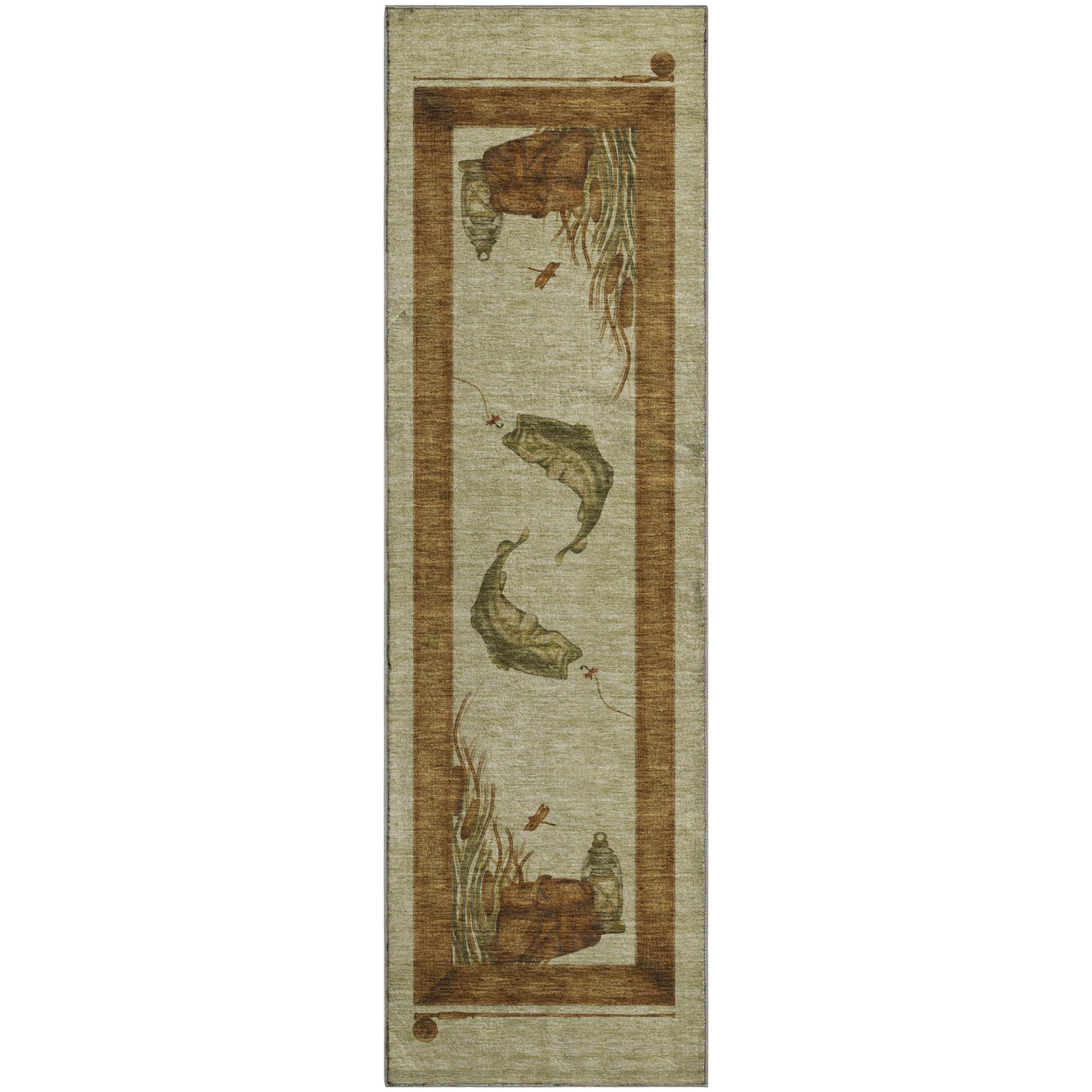 Marrakech Machine Washable Lodge Khaki Beige Rug 2'3" x 7'6" #shape_Runner