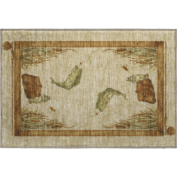 Marrakech Machine Washable Lodge Khaki Beige Rug 1'8" x 2'6"