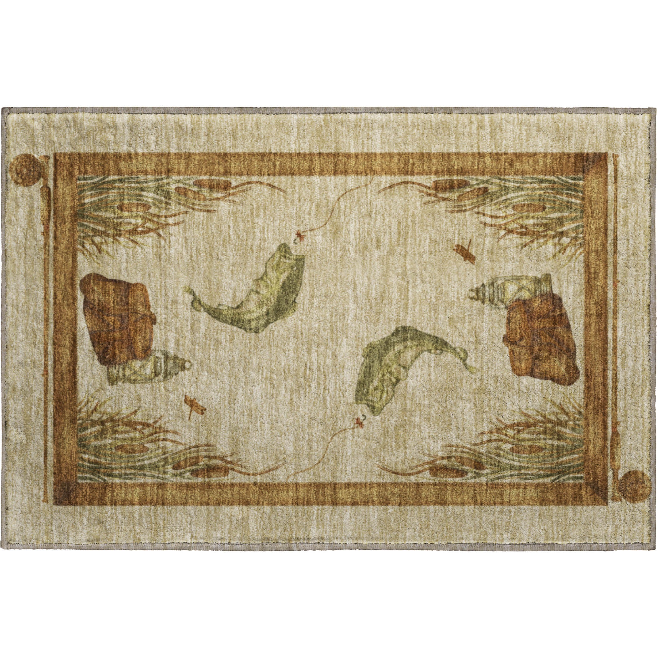 Marrakech Machine Washable Lodge Khaki Beige Rug 1'8" x 2'6" #shape_Rectangle
