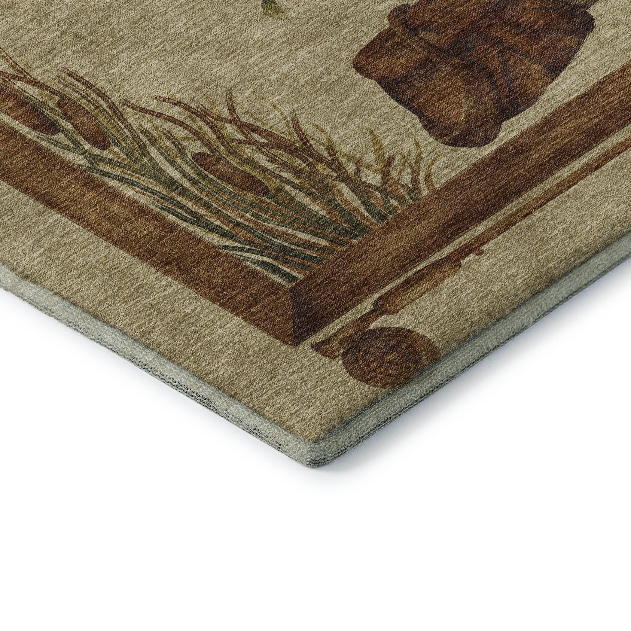 Marrakech Machine Washable Lodge Khaki Beige Rug 1'8" x 2'6" #shape_Rectangle