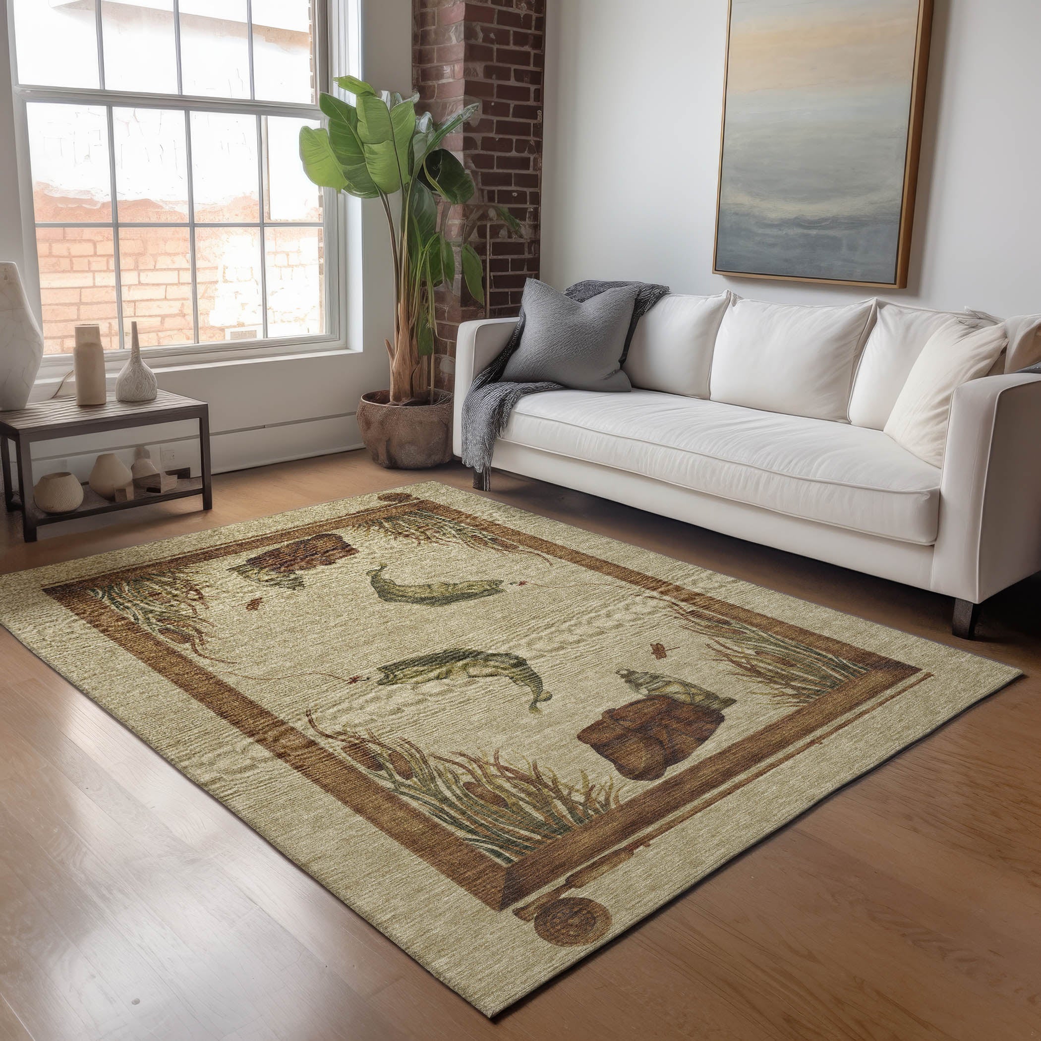 Marrakech Machine Washable Lodge Khaki Beige Rug 2'6" x 3'10" #shape_Rectangle