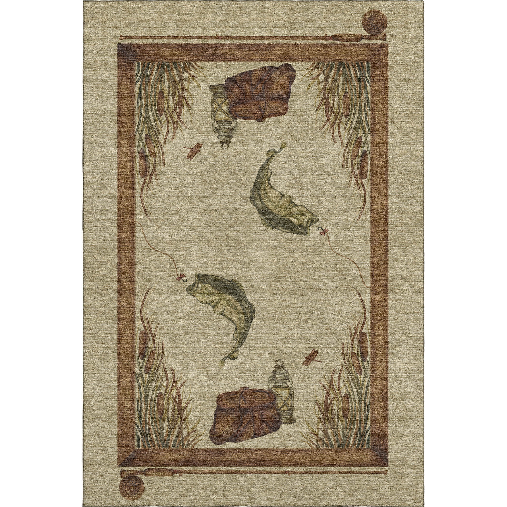 Marrakech Machine Washable Lodge Khaki Beige Rug 2'6" x 3'10" #shape_Rectangle