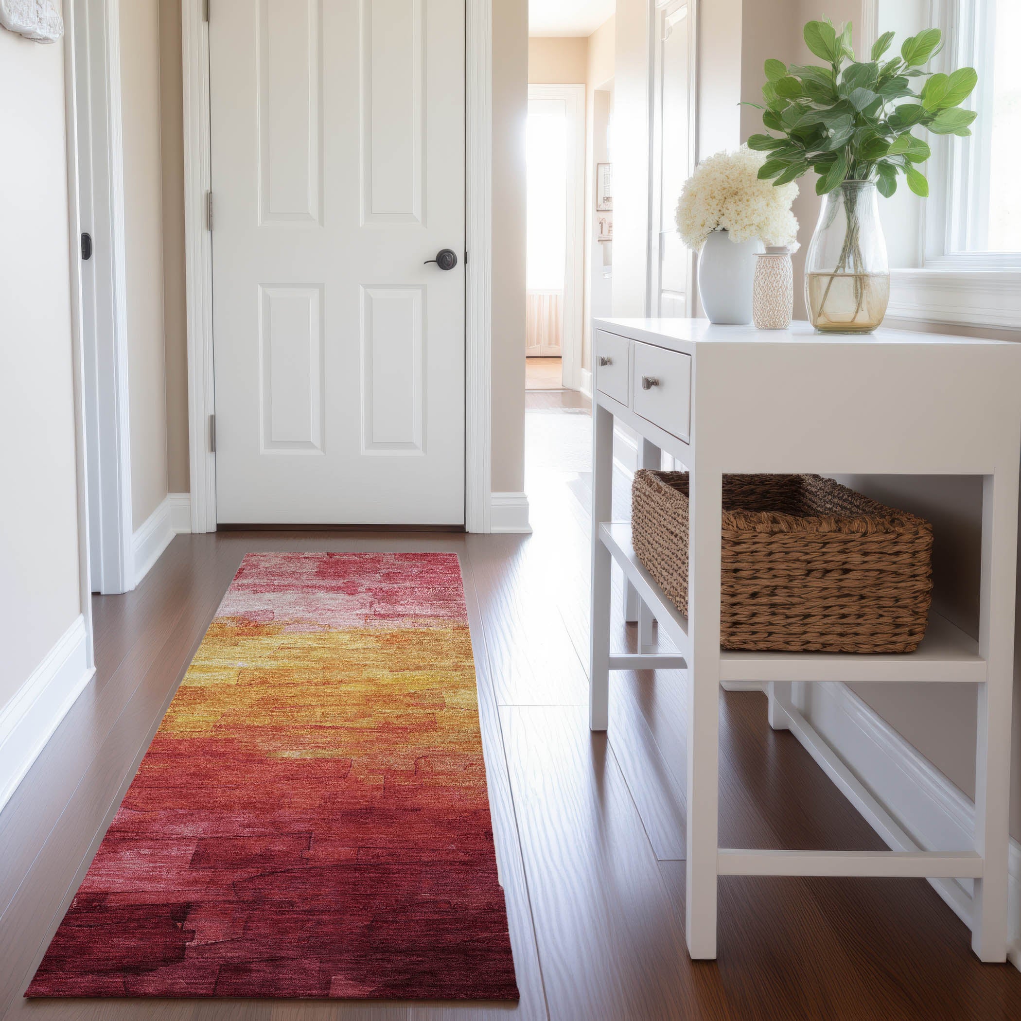 Budapest Machine Washable Transitional Blush Pink Rug 2'3" x 7'6" #shape_Runner