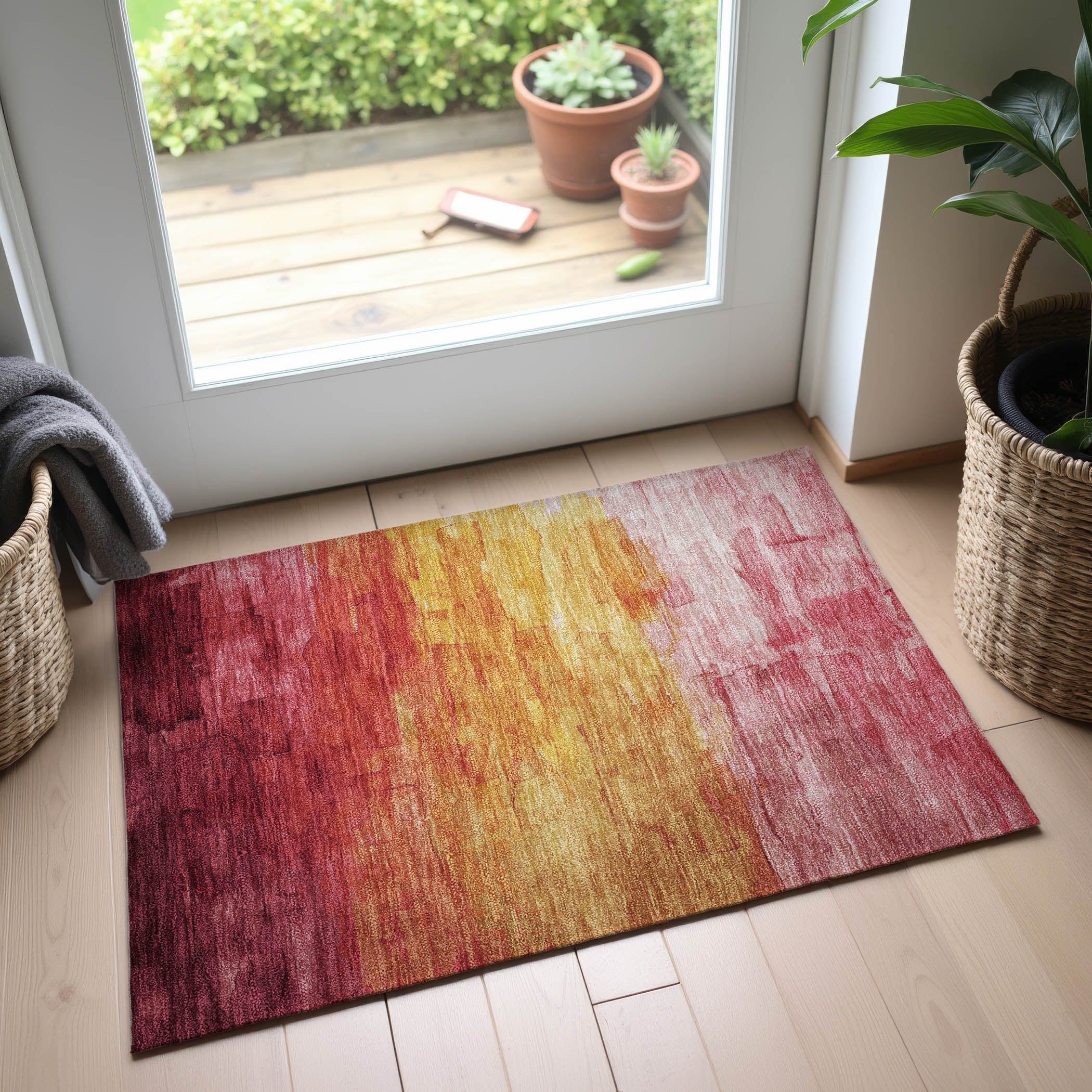 Budapest Machine Washable Transitional Blush Pink Rug 1'8" x 2'6" #shape_Rectangle