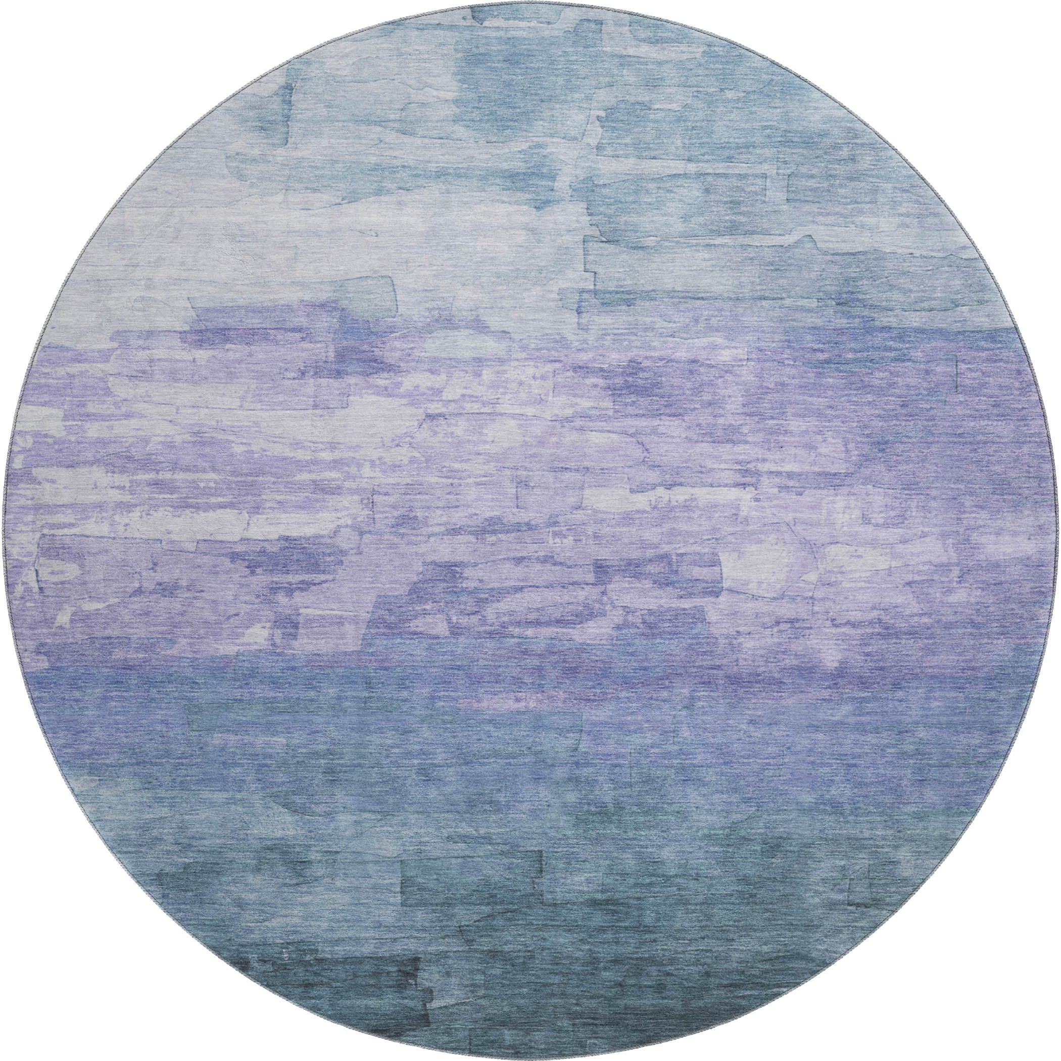 Budapest Machine Washable Transitional Denim Blue Rug 8' x 8' #shape_Round