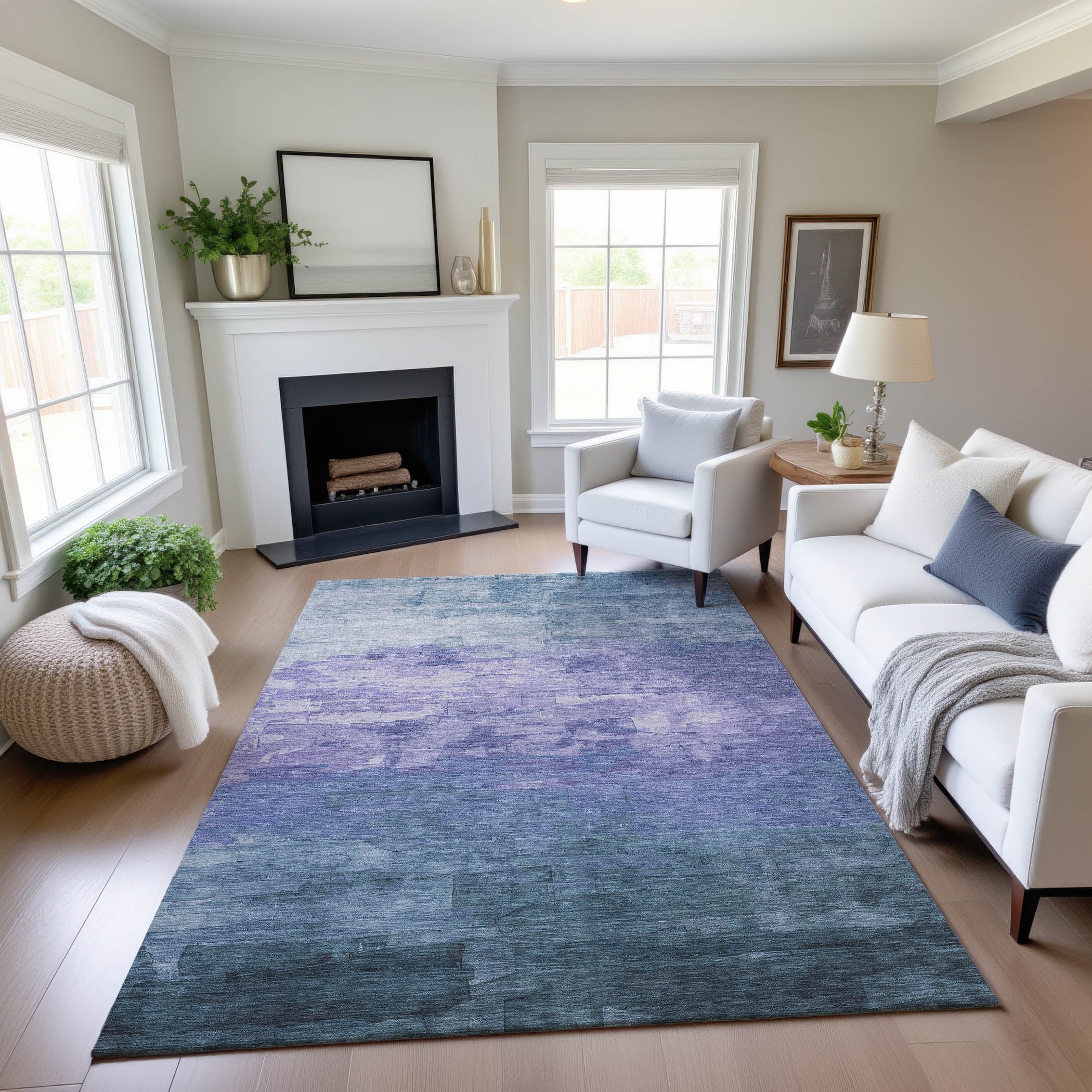 Budapest Machine Washable Transitional Denim Blue Rug 2'6" x 3'10" #shape_Rectangle