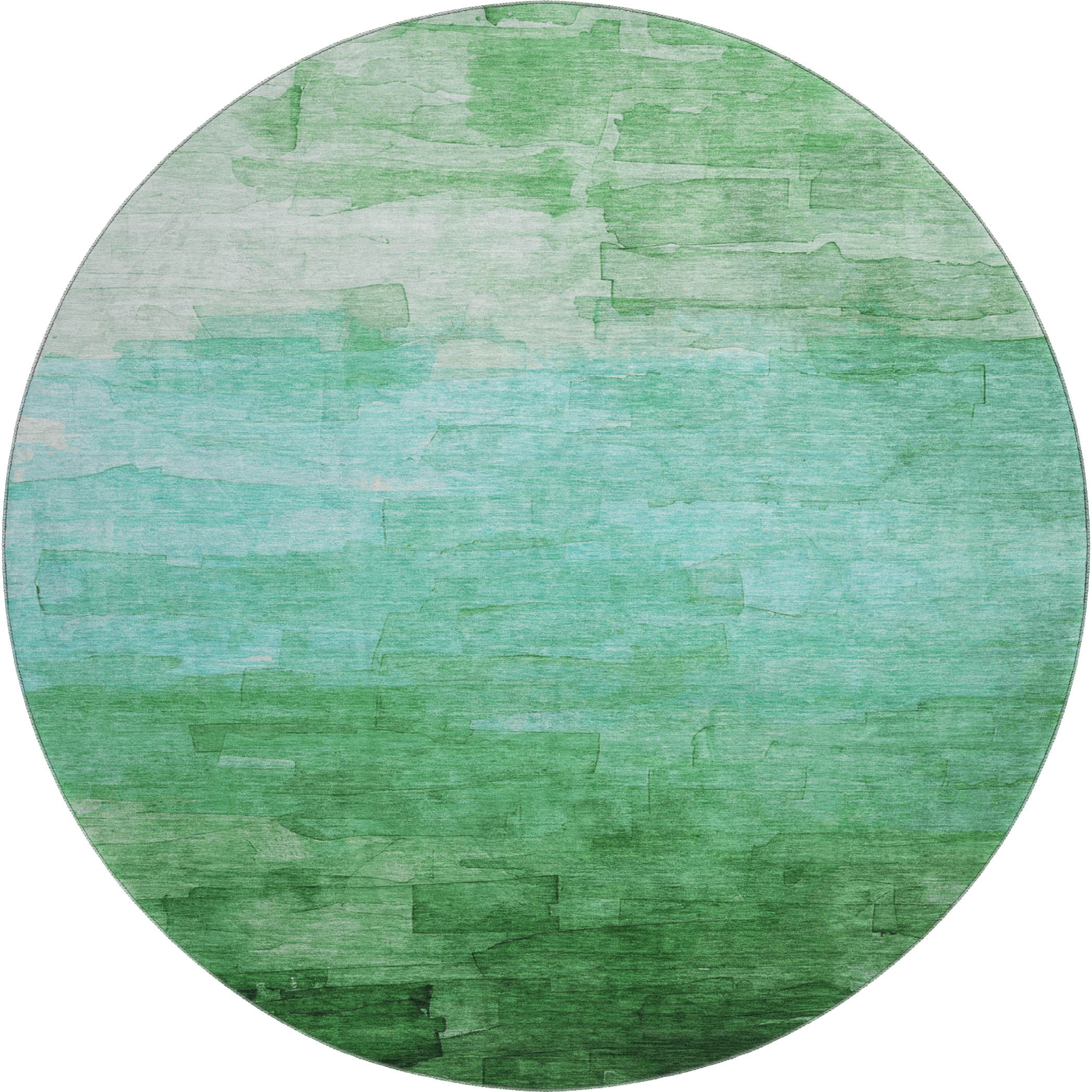 Budapest Machine Washable Transitional Green Rug 8' x 8' #shape_Round