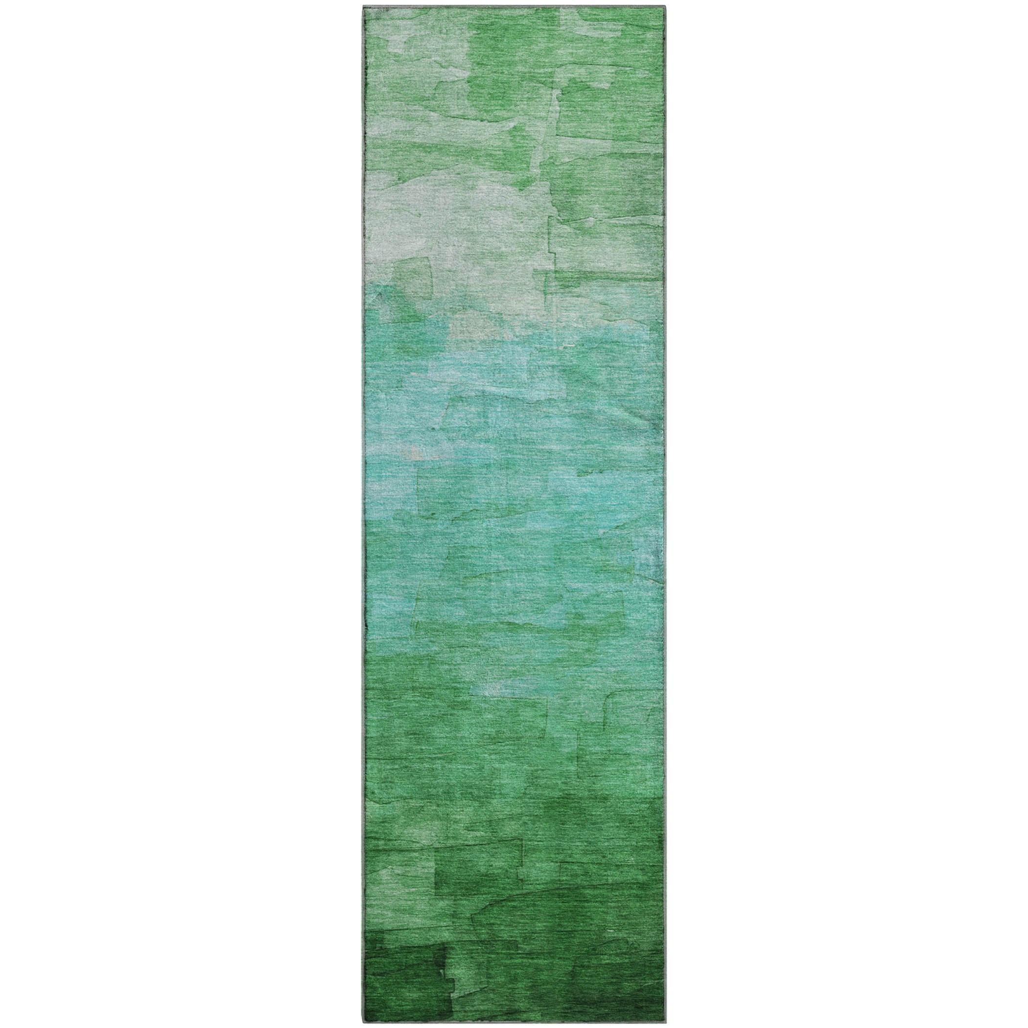 Budapest Machine Washable Transitional Green Rug 2'3" x 7'6" #shape_Runner