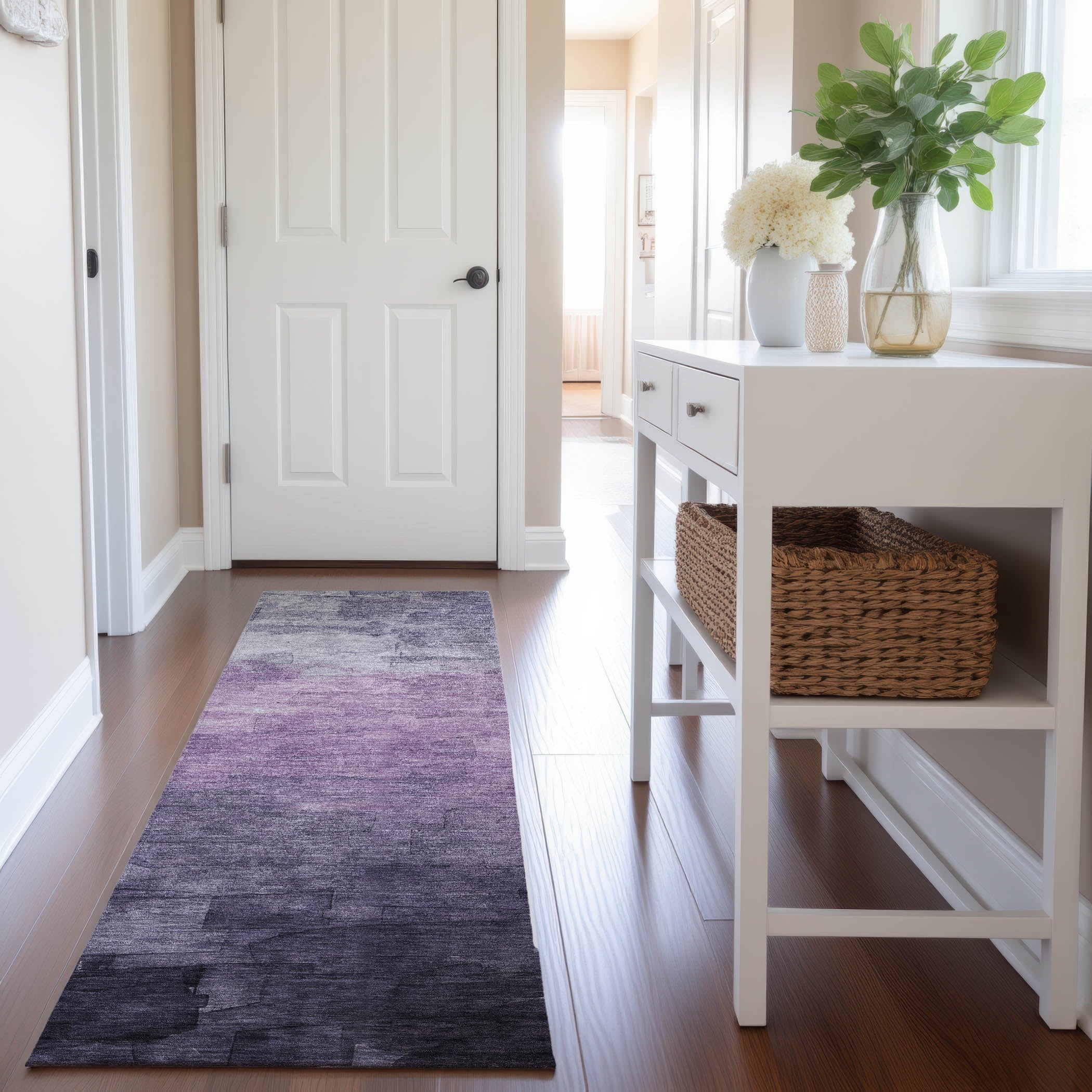 Budapest Machine Washable Transitional Lavender Purple Rug 2'3" x 7'6" #shape_Runner