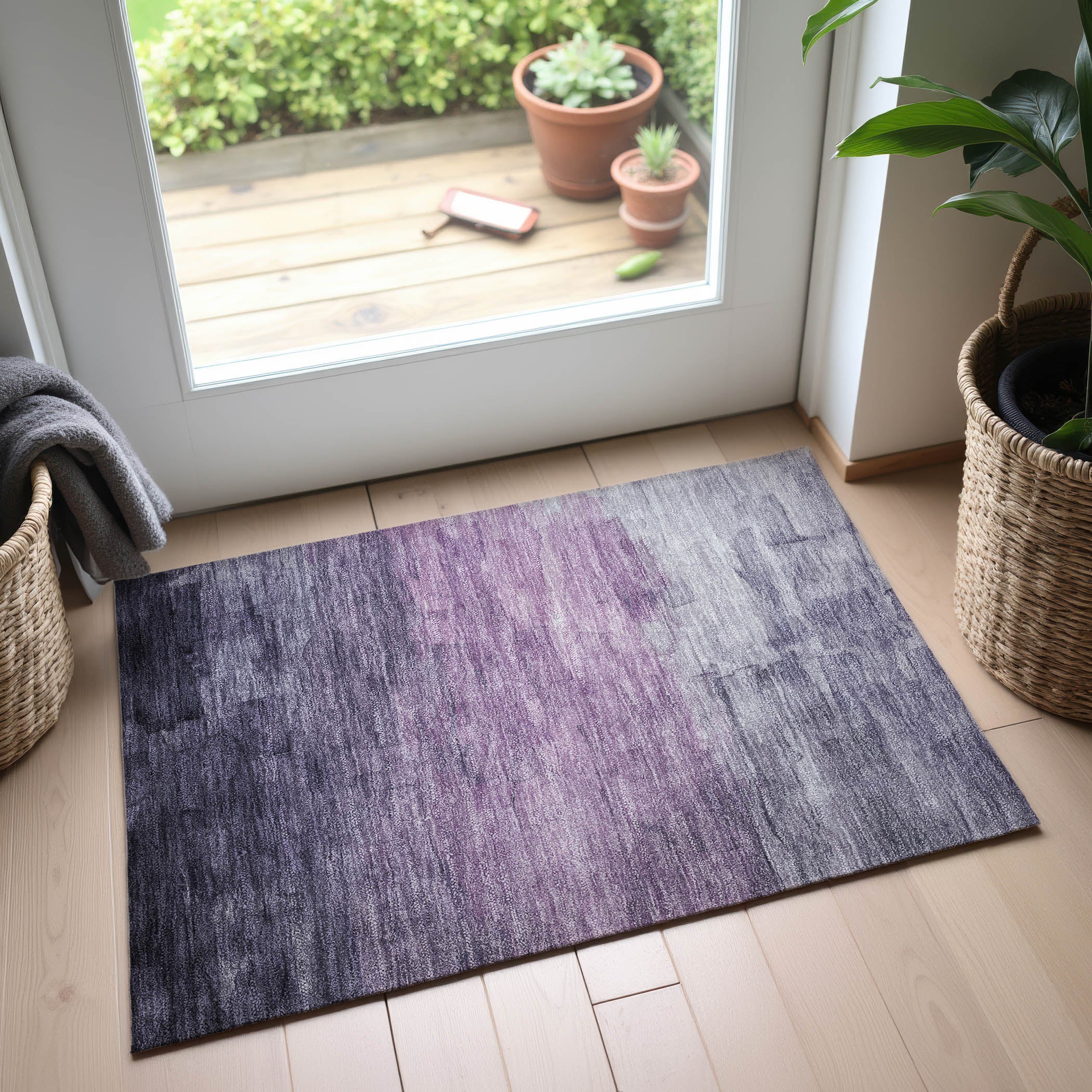 Budapest Machine Washable Transitional Lavender Purple Rug 1'8" x 2'6" #shape_Rectangle