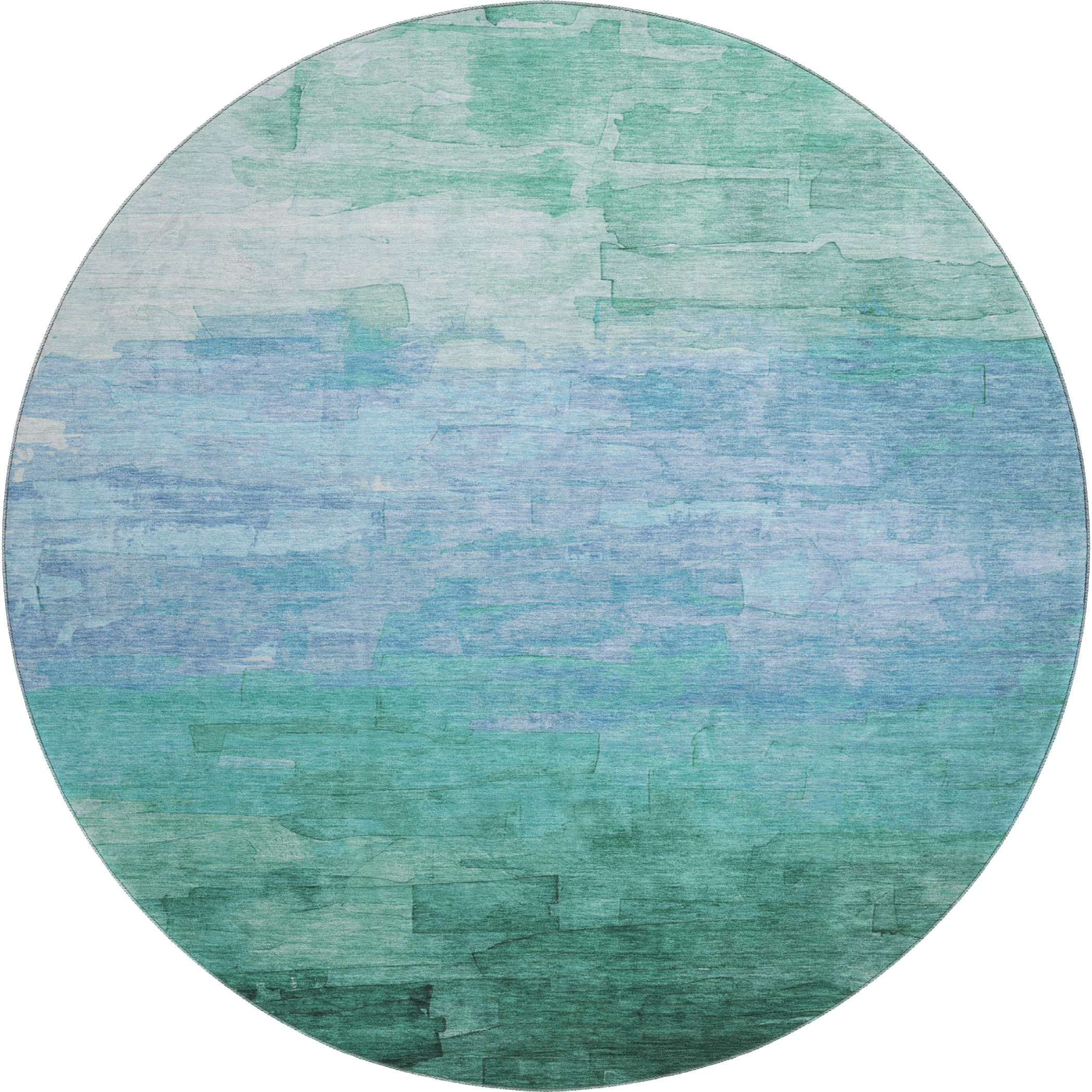 Budapest Machine Washable Transitional Teal Rug 8' x 8' #shape_Round