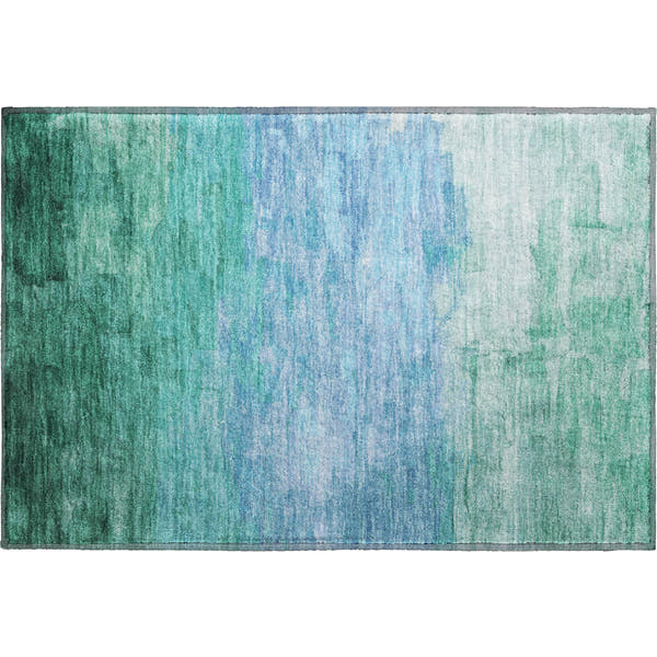 Budapest Machine Washable Transitional Teal Rug 1'8" x 2'6"