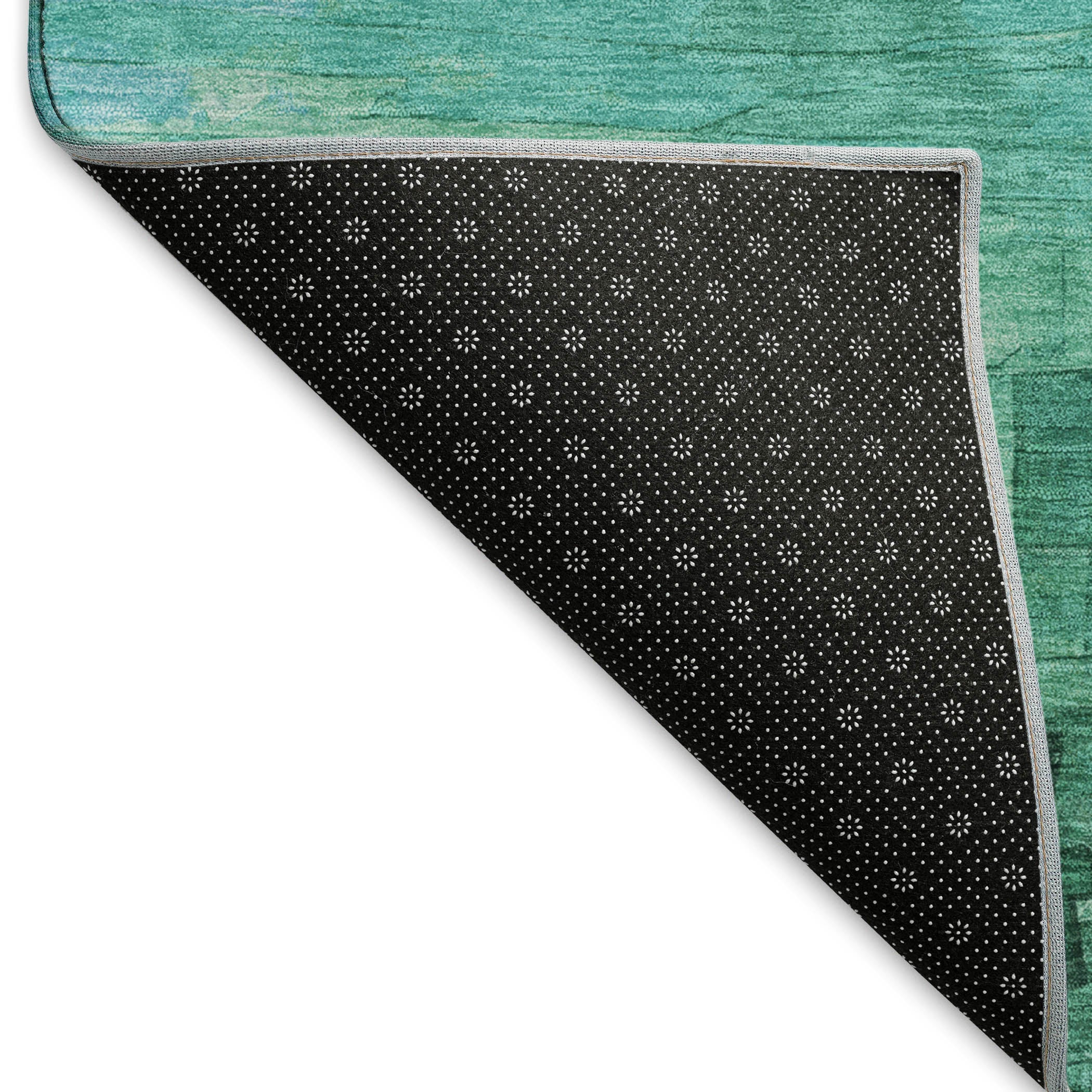Budapest Machine Washable Transitional Teal Rug 1'8" x 2'6" #shape_Rectangle
