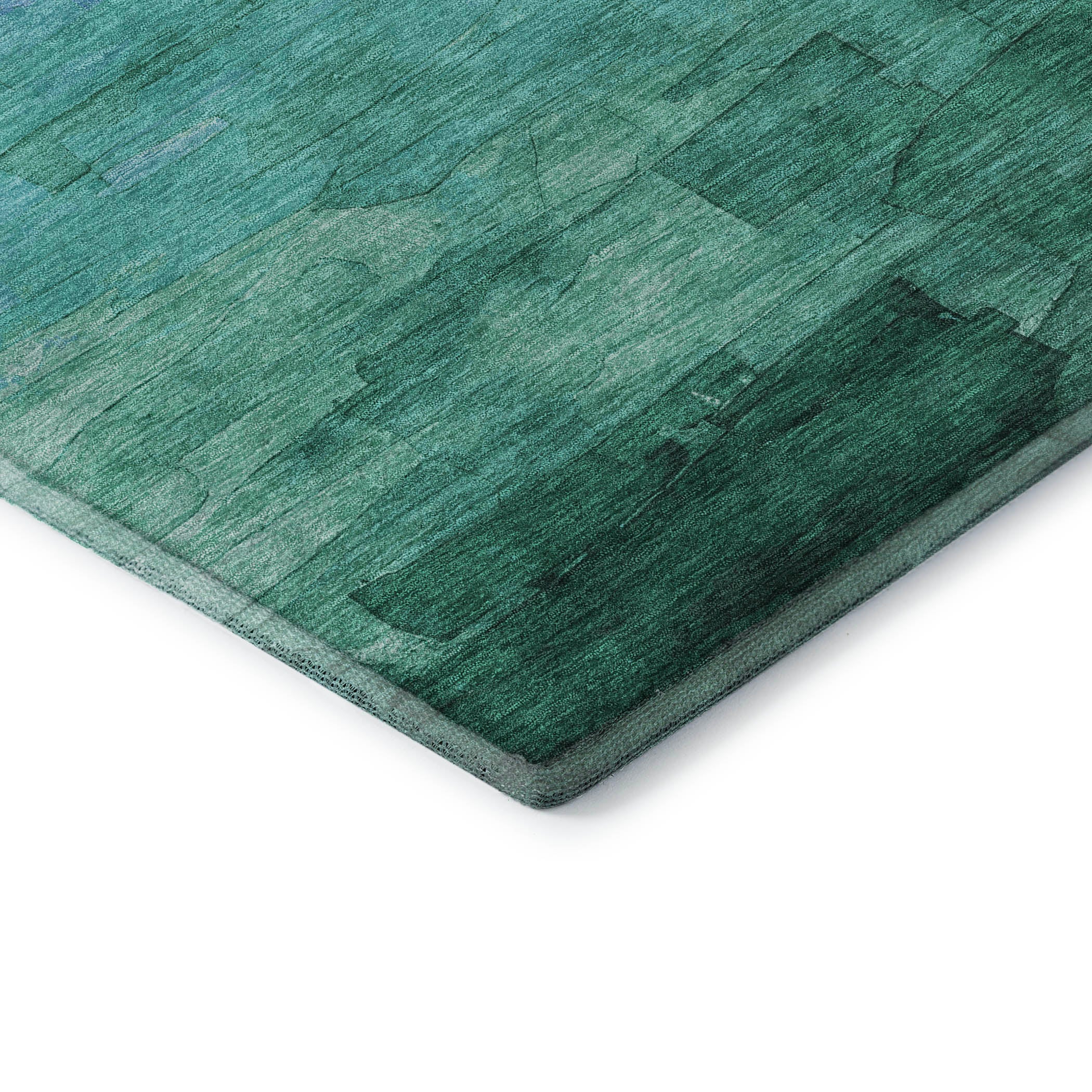 Budapest Machine Washable Transitional Teal Rug 1'8" x 2'6" #shape_Rectangle