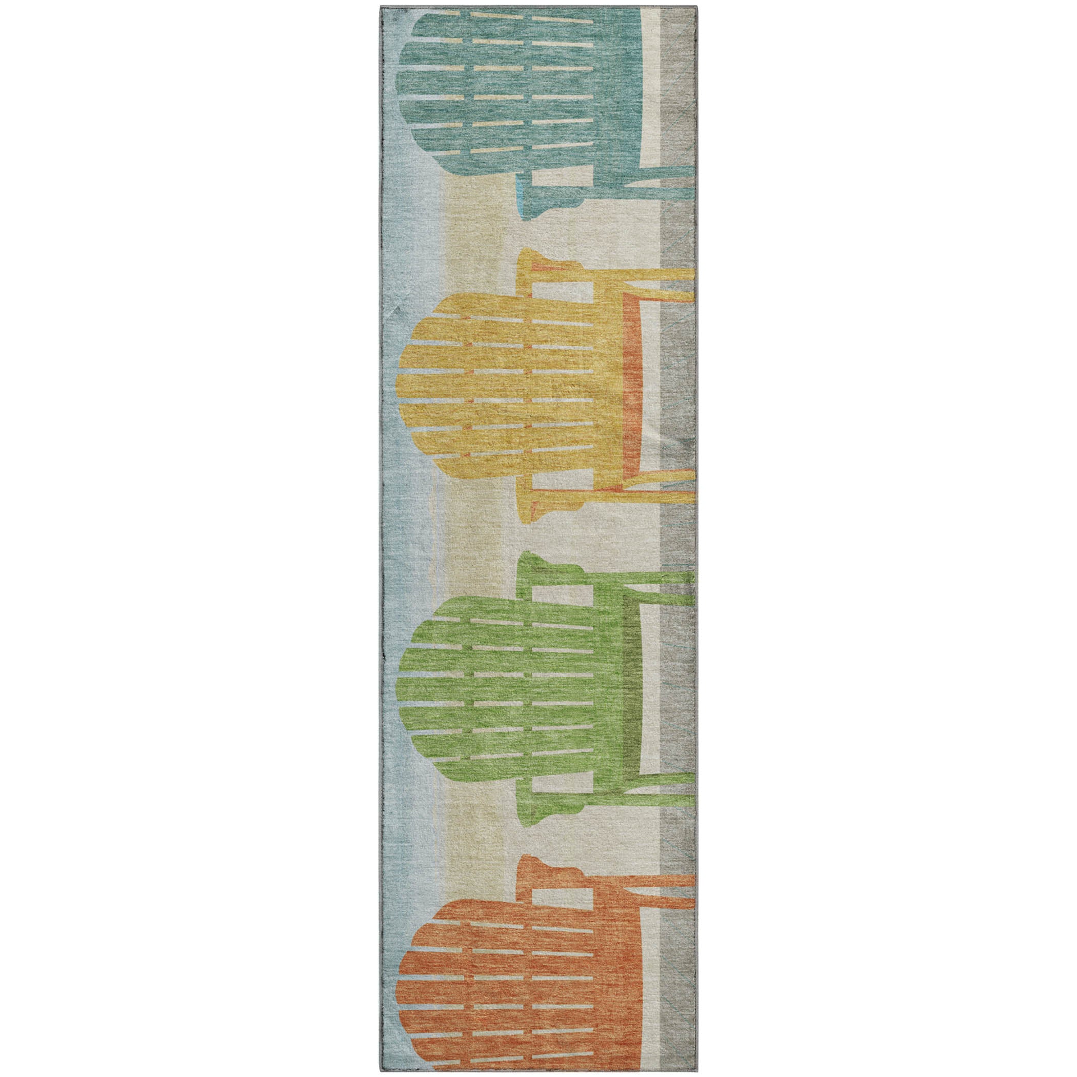 Cartagena Machine Washable Coastal Poolside Blue Rug 2'3" x 7'6" #shape_Runner
