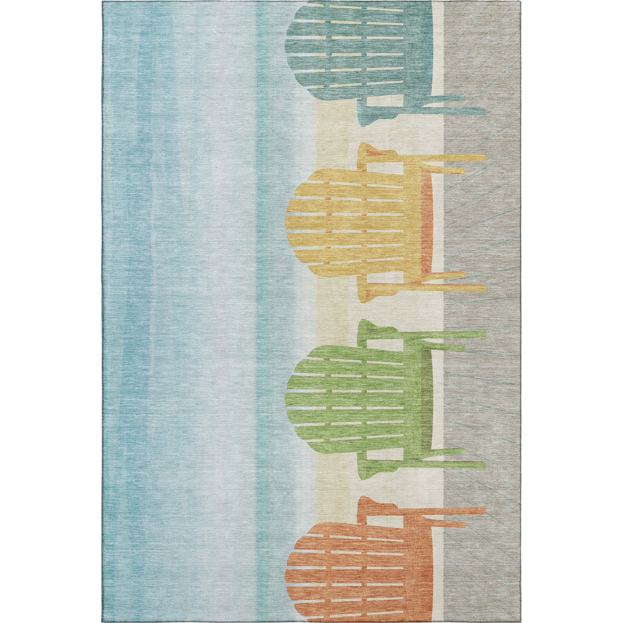 Cartagena Machine Washable Coastal Poolside Blue Rug 2'6" x 3'10" #shape_Rectangle