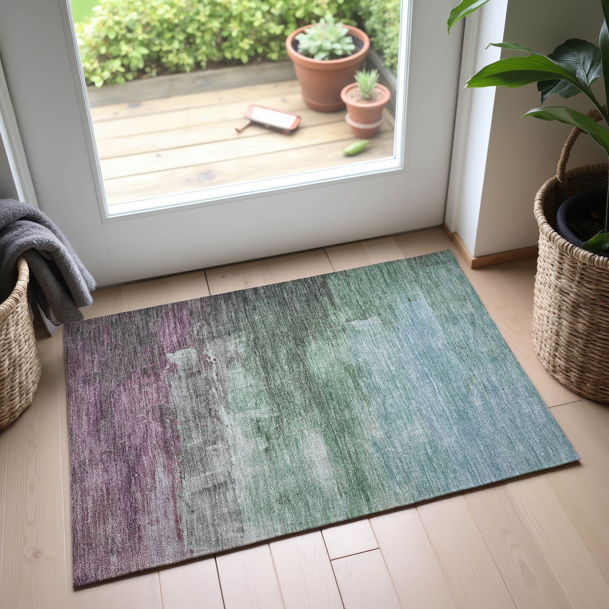 Valletta Machine Washable Transitional Aloe Green Rug 1'8" x 2'6" #shape_Rectangle