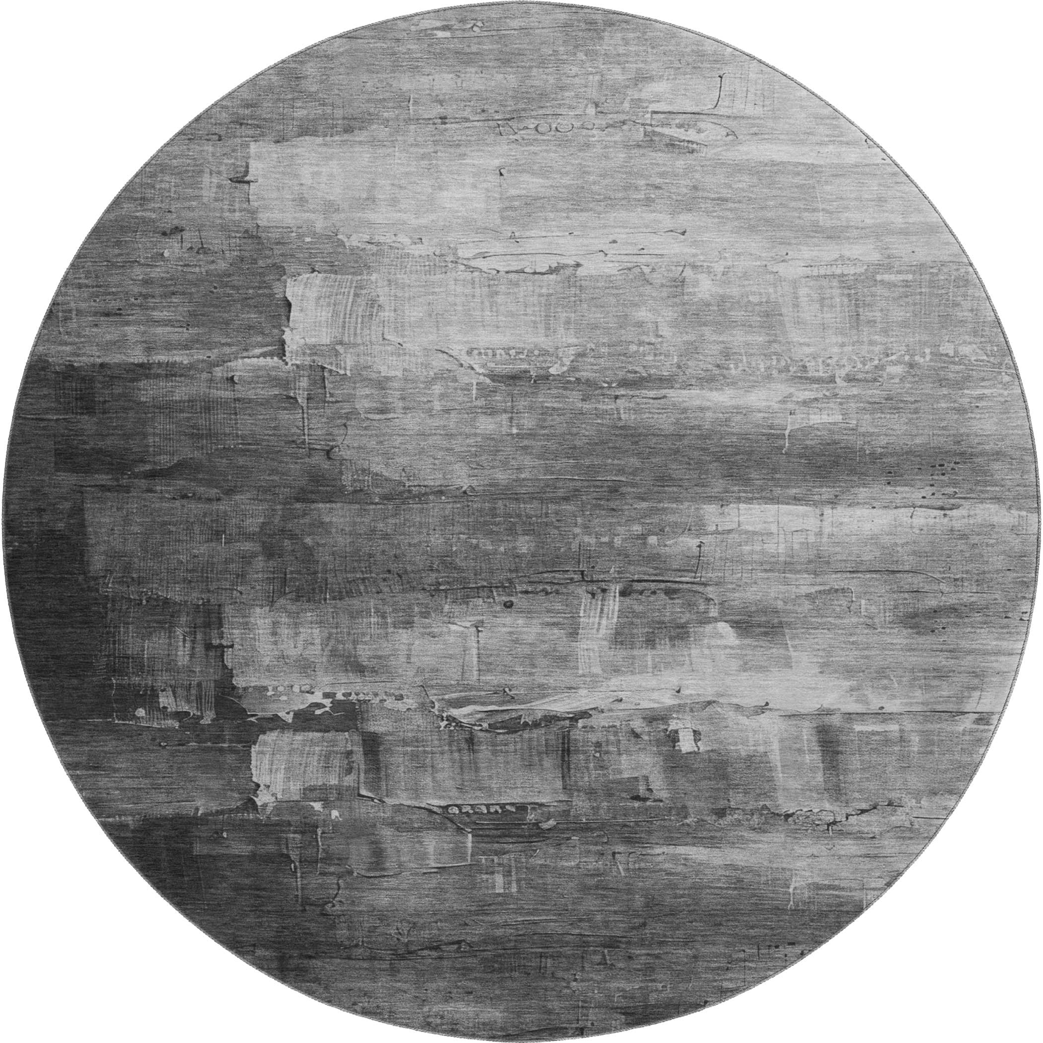 Valletta Machine Washable Transitional Gray Rug 8' x 8' #shape_Round