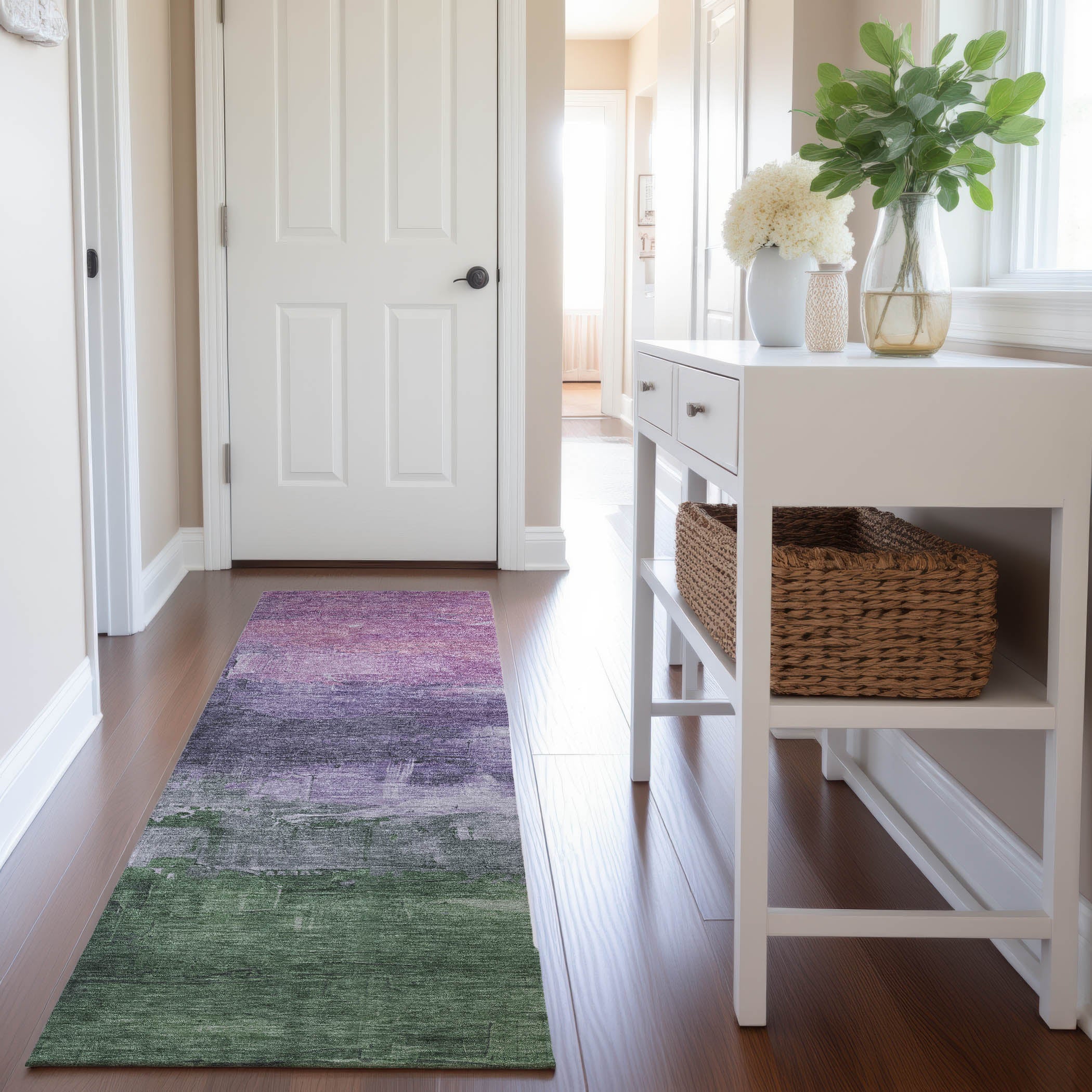 Valletta Machine Washable Transitional Lavender Purple Rug 2'3" x 7'6" #shape_Runner