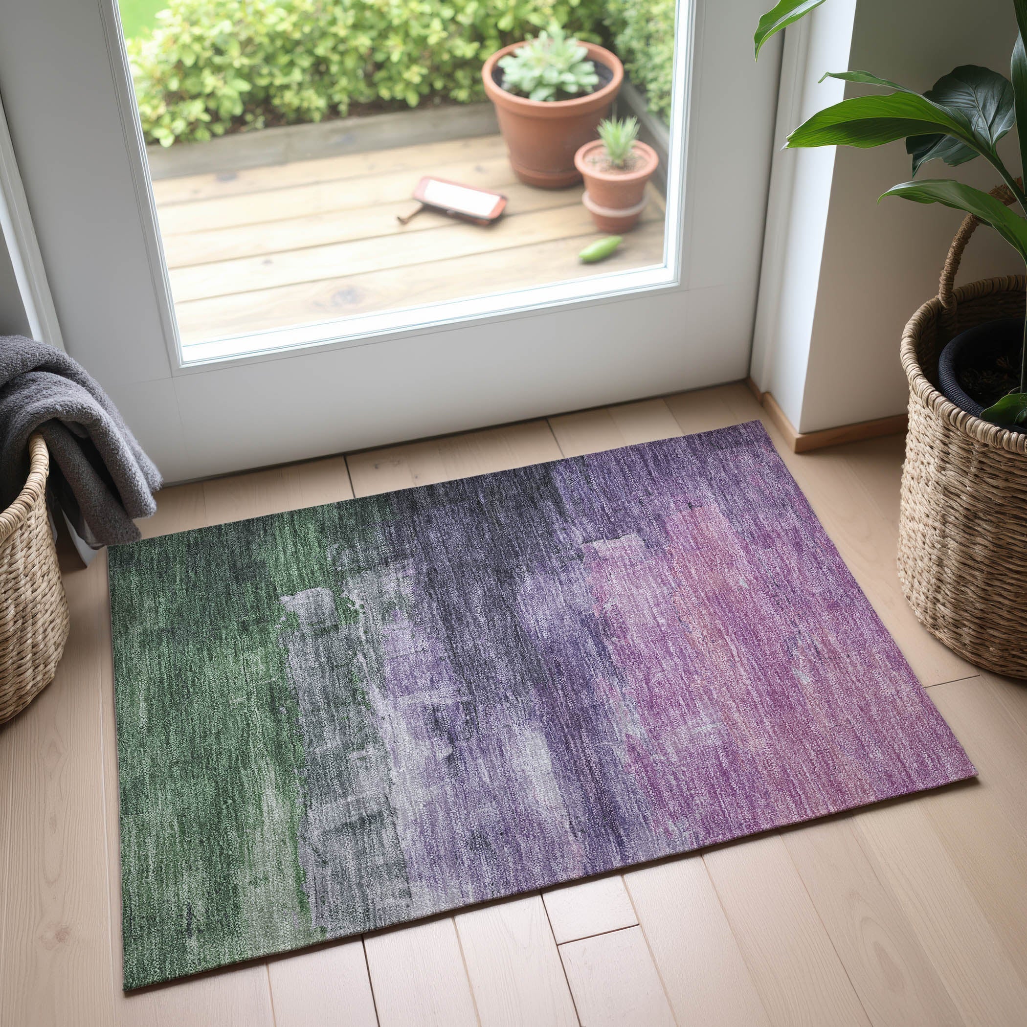 Valletta Machine Washable Transitional Lavender Purple Rug 1'8" x 2'6" #shape_Rectangle