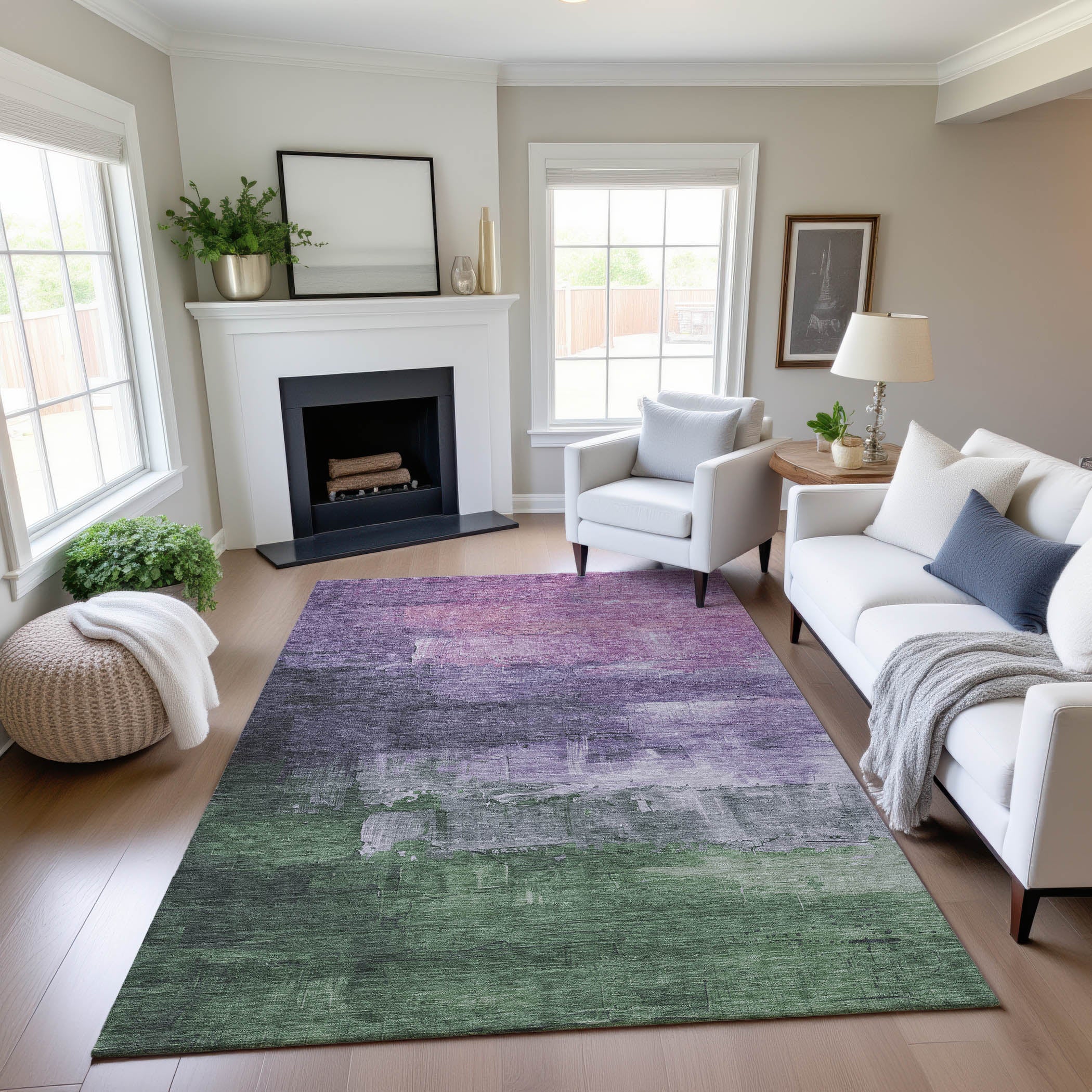 Valletta Machine Washable Transitional Lavender Purple Rug 2'6" x 3'10" #shape_Rectangle