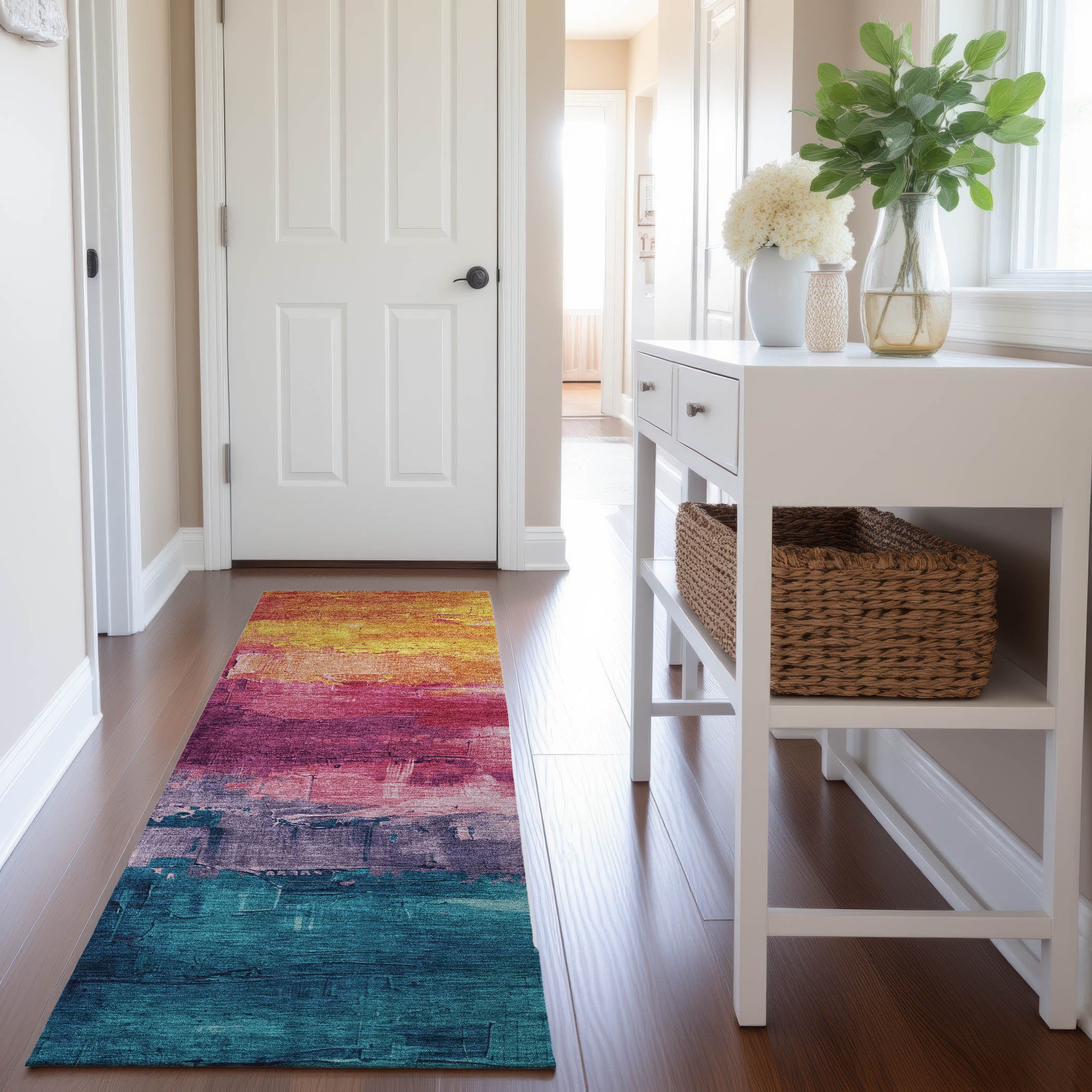 Valletta Machine Washable Transitional Merlot Red Rug 2'3" x 7'6" #shape_Runner