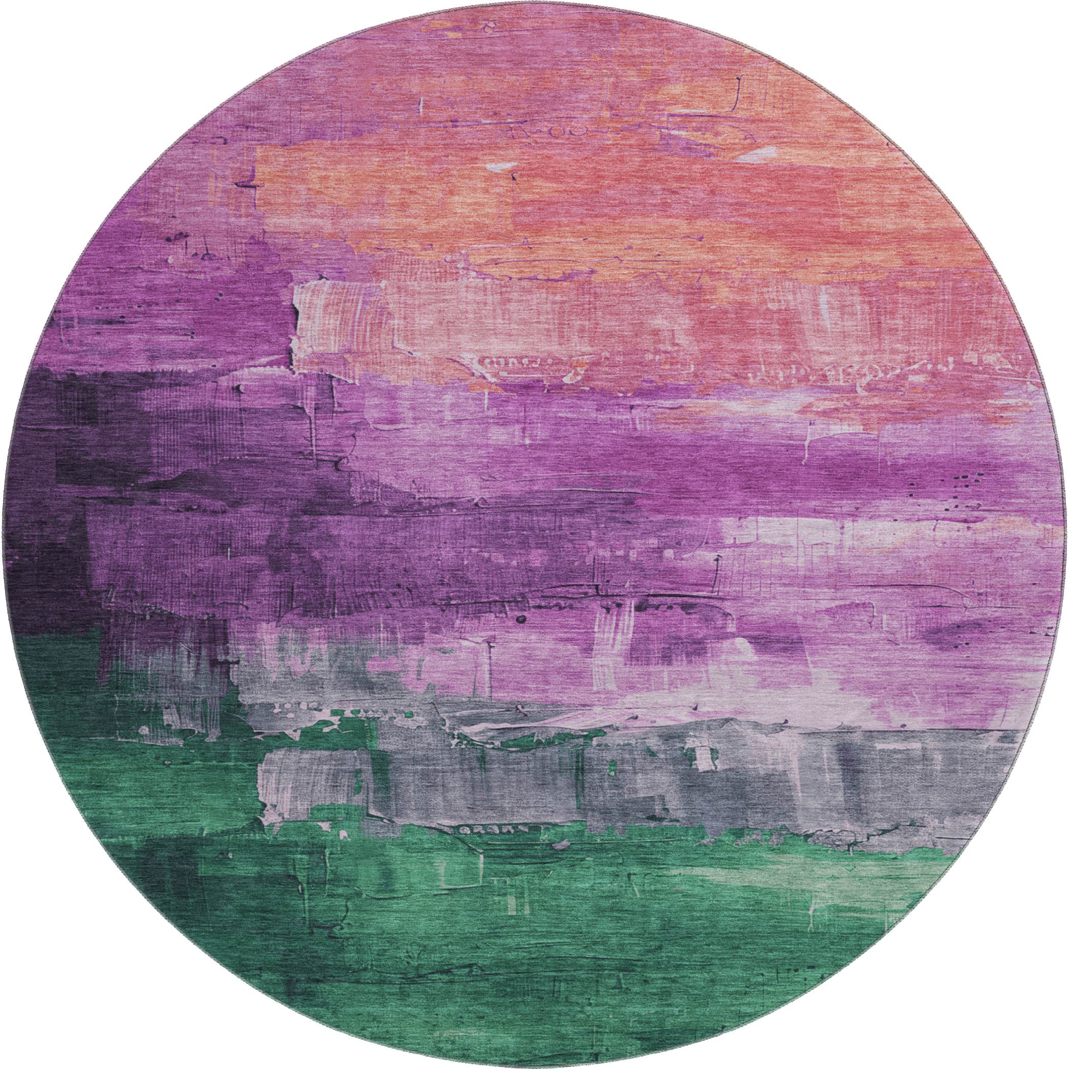Valletta Machine Washable Transitional Purple Rug 8' x 8' #shape_Round