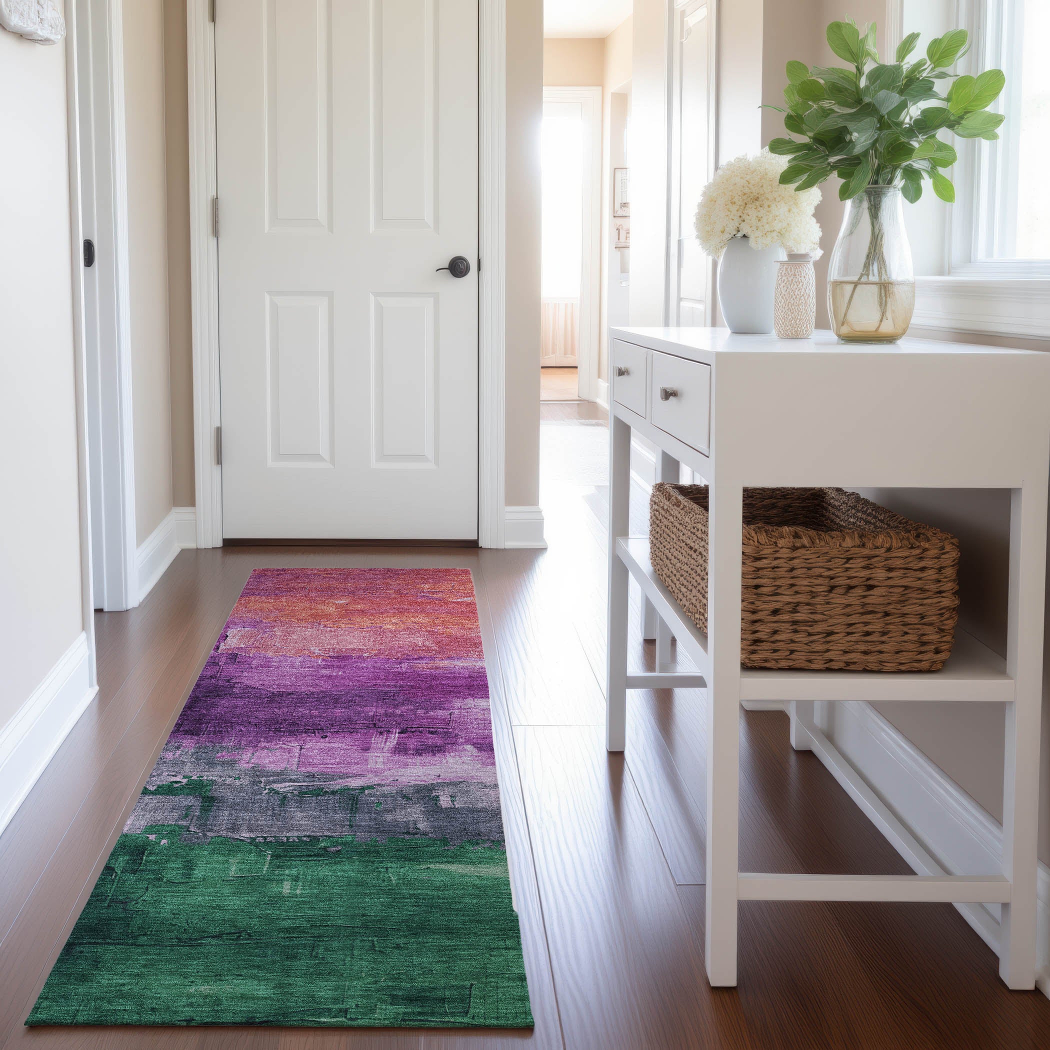 Valletta Machine Washable Transitional Purple Rug 2'3" x 7'6" #shape_Runner