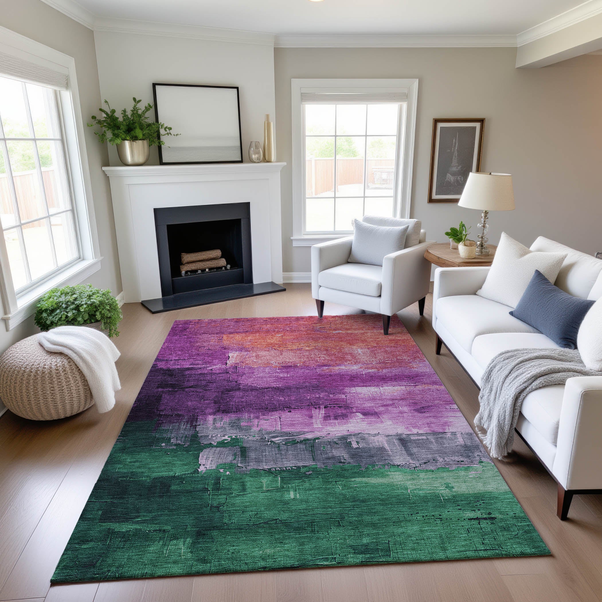 Valletta Machine Washable Transitional Purple Rug 2'6" x 3'10" #shape_Rectangle