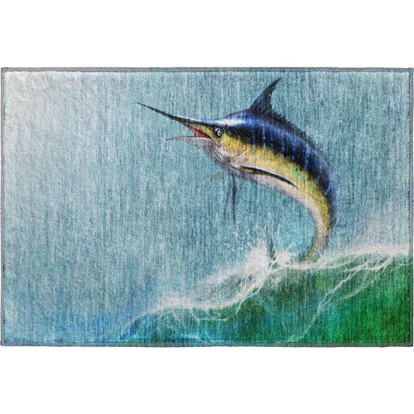 Hoi An Machine Washable Coastal Bermuda Blue Rug 1'8" x 2'6"