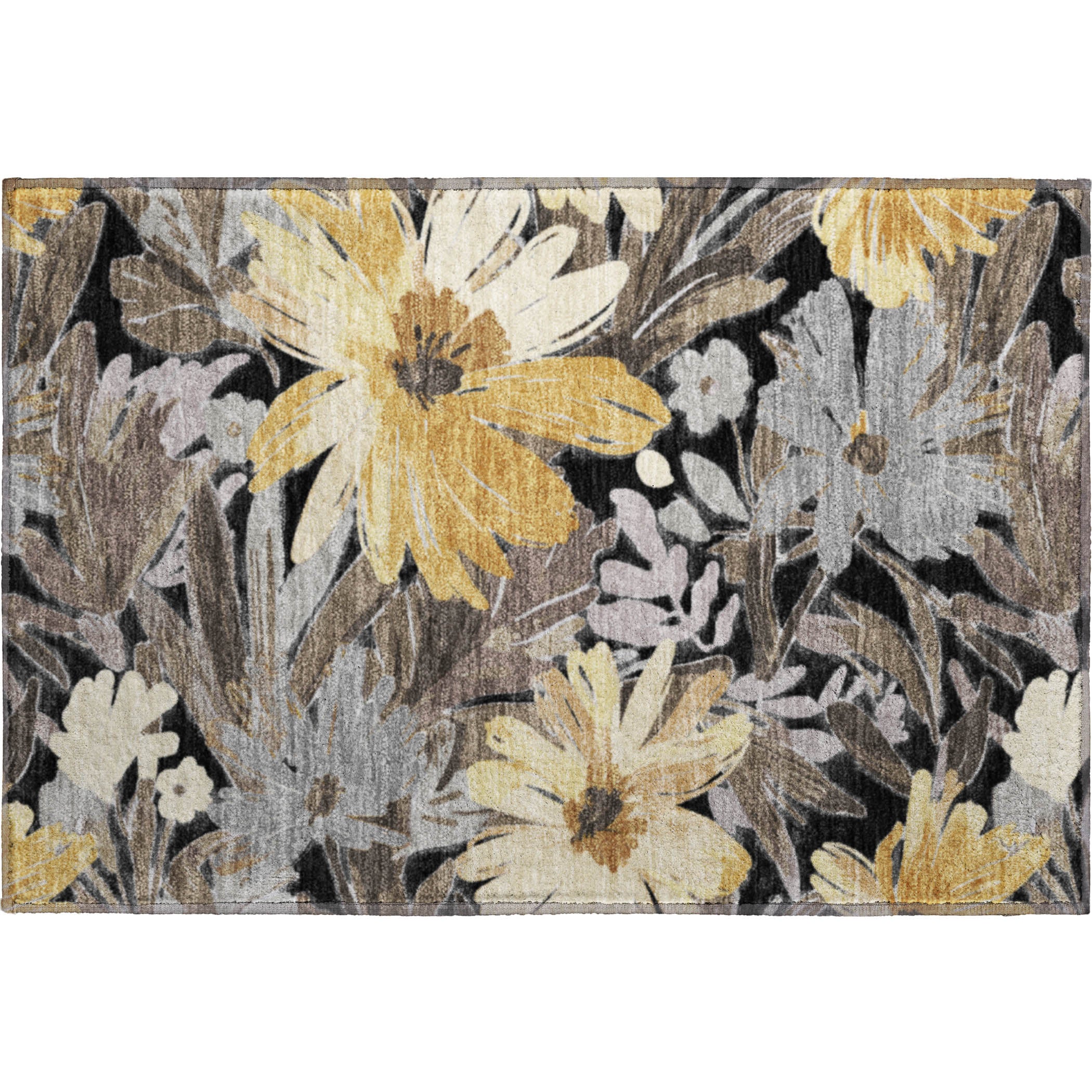 Seoul Machine Washable Transitional Black Rug 1'8" x 2'6" #shape_Rectangle