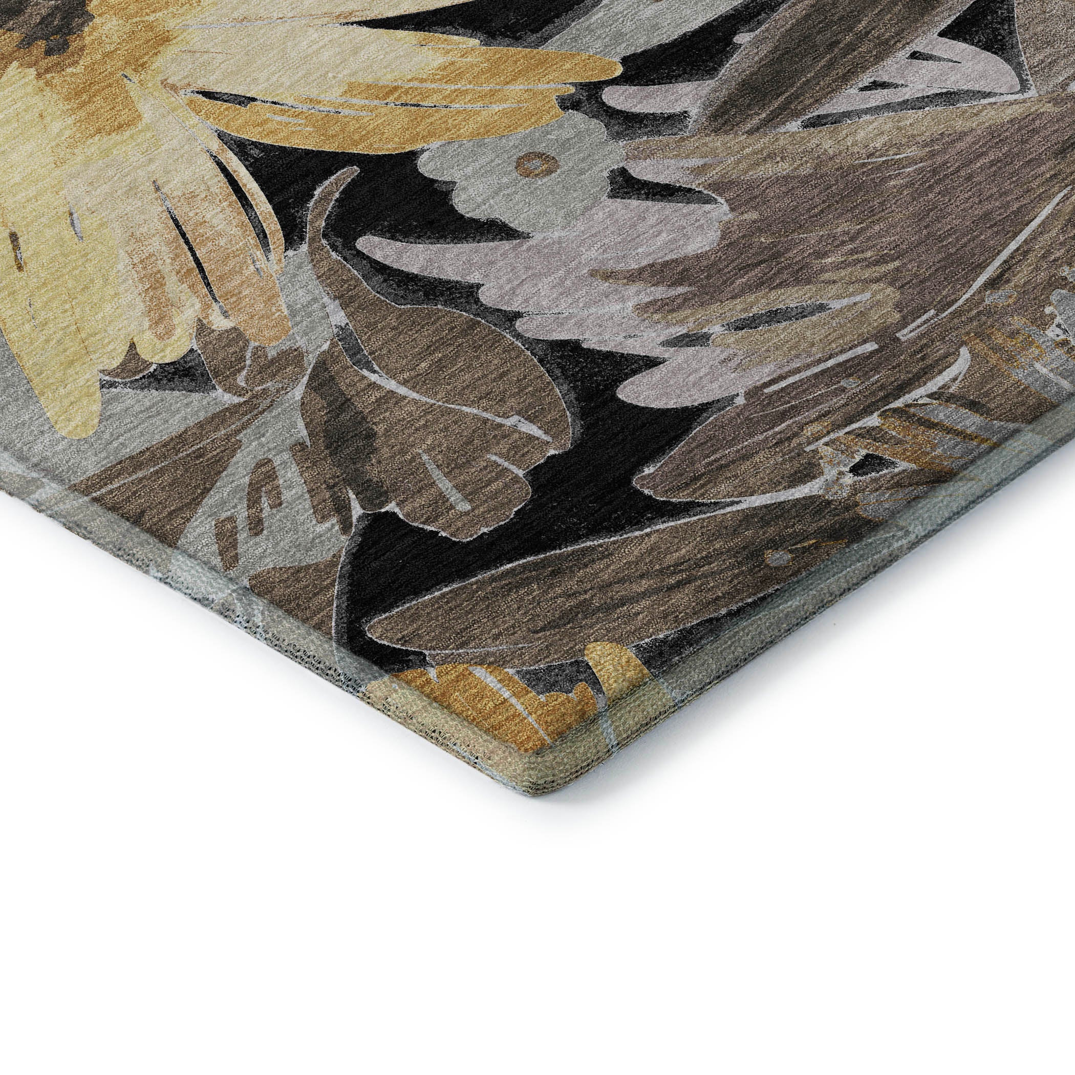 Seoul Machine Washable Transitional Black Rug 1'8" x 2'6" #shape_Rectangle