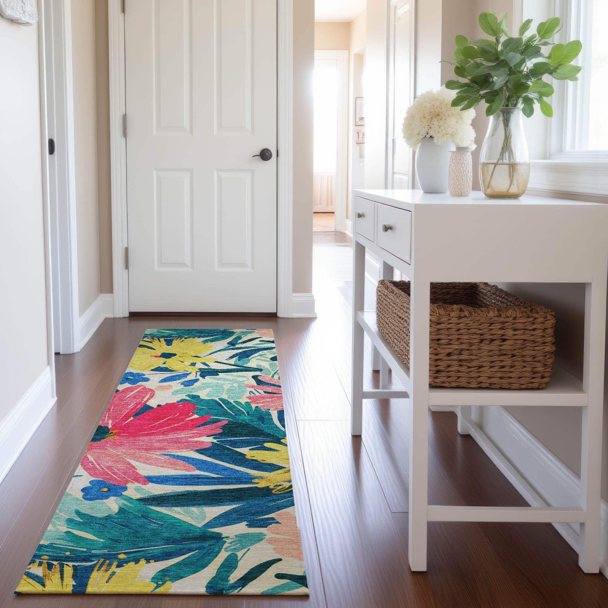 Seoul Machine Washable Transitional Blush Pink Rug 2'3" x 7'6" #shape_Runner