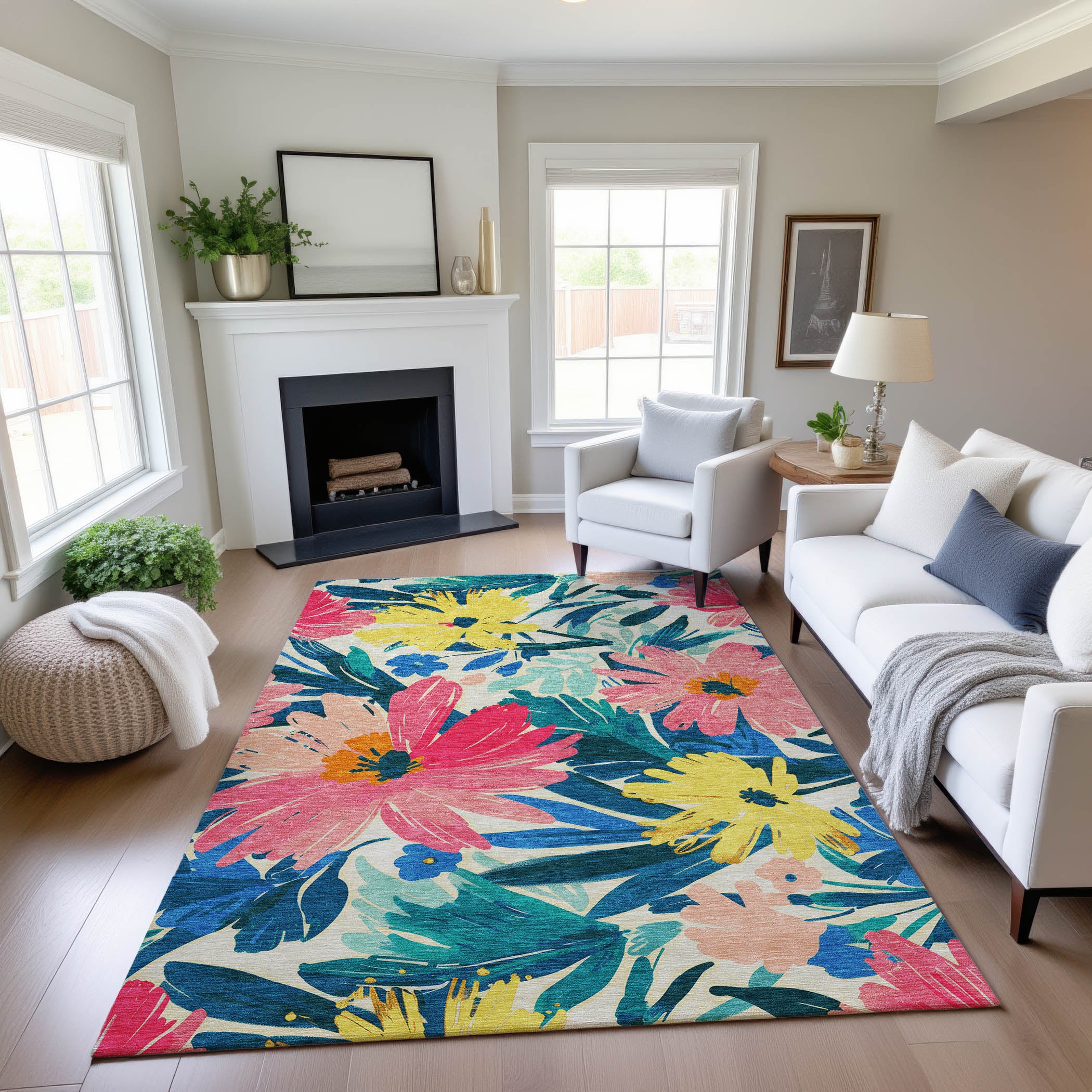 Seoul Machine Washable Transitional Blush Pink Rug 2'6" x 3'10" #shape_Rectangle