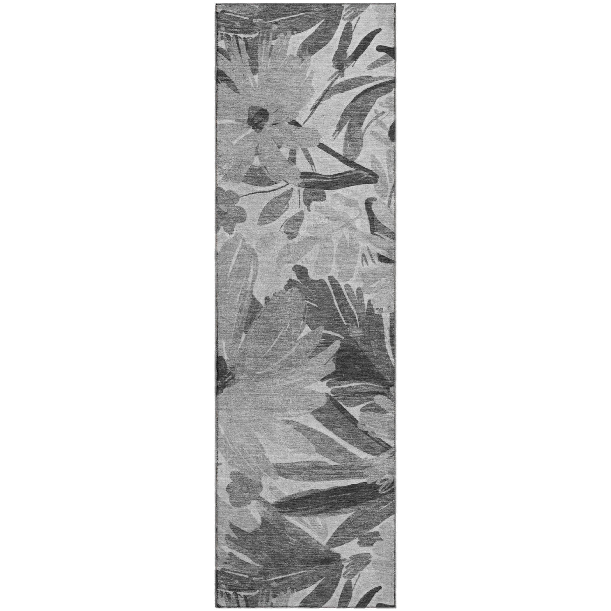 Seoul Machine Washable Transitional Gray Rug 2'3" x 7'6" #shape_Runner