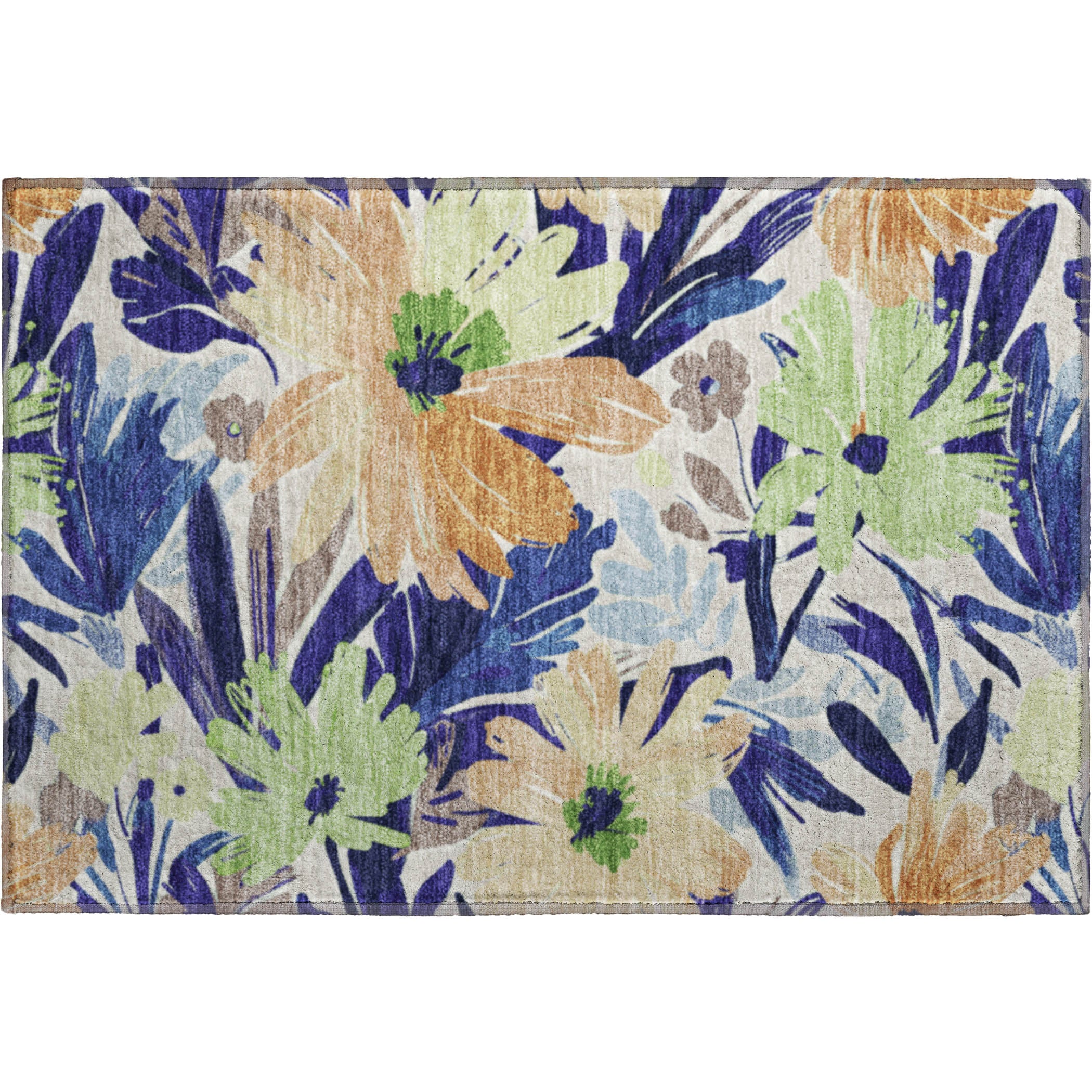 Seoul Machine Washable Transitional Navy Blue Rug 1'8" x 2'6" #shape_Rectangle