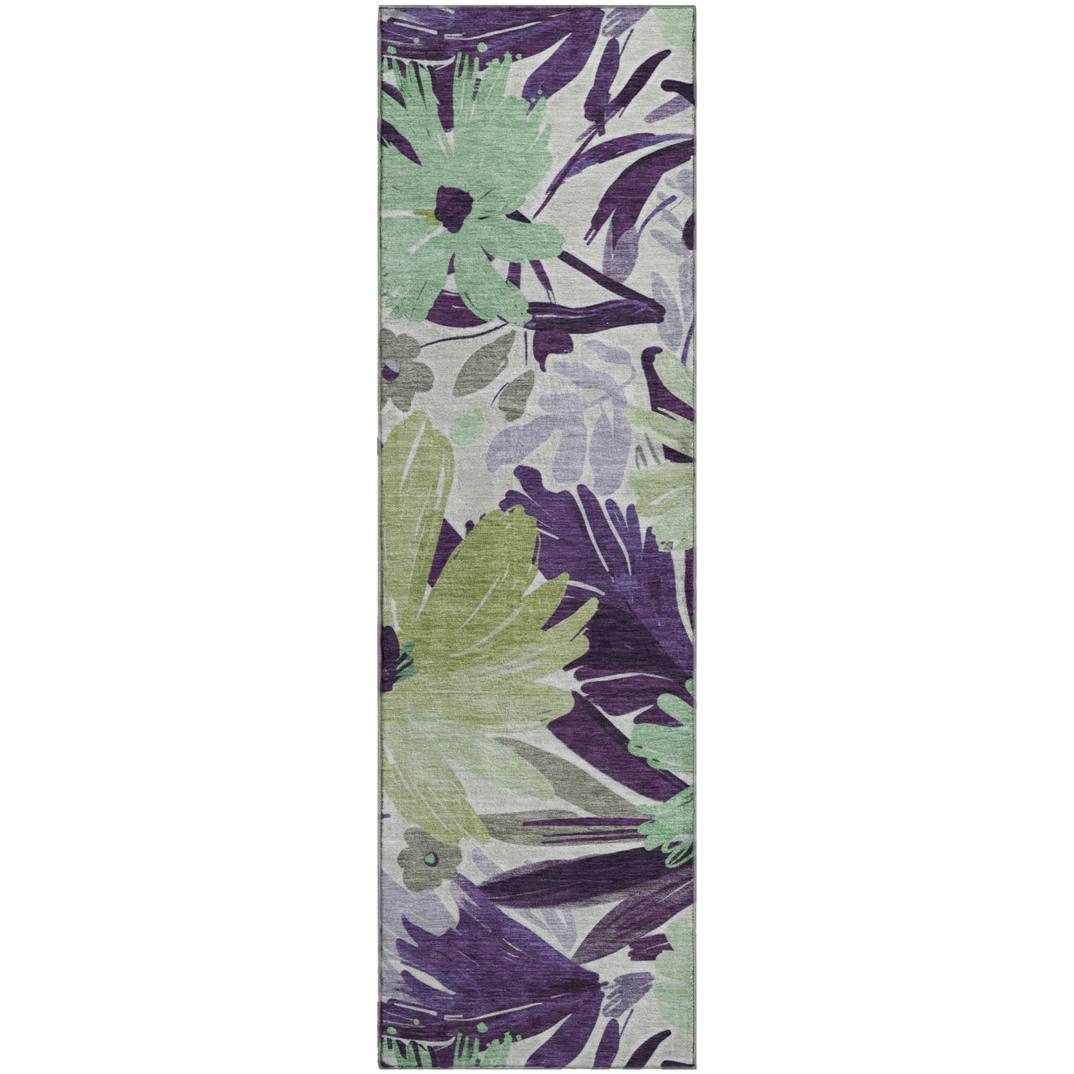 Seoul Machine Washable Transitional Purple Rug 2'3" x 7'6" #shape_Runner