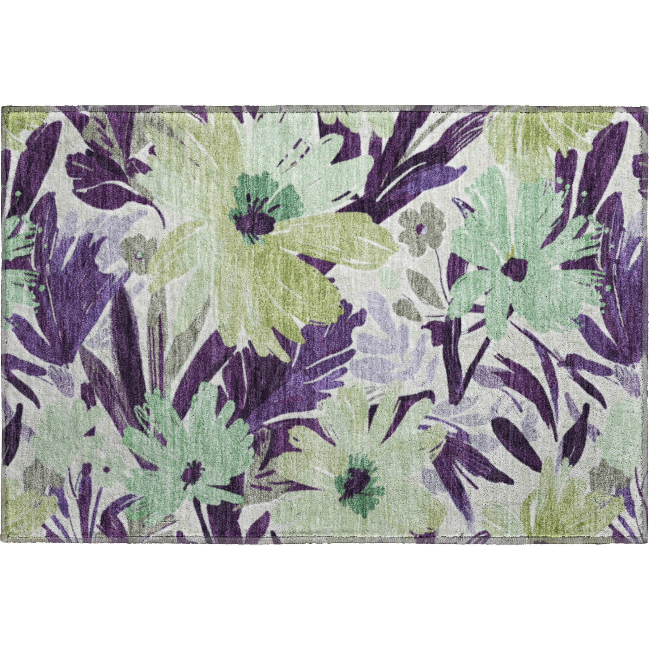 Seoul Machine Washable Transitional Purple Rug 1'8" x 2'6" #shape_Rectangle