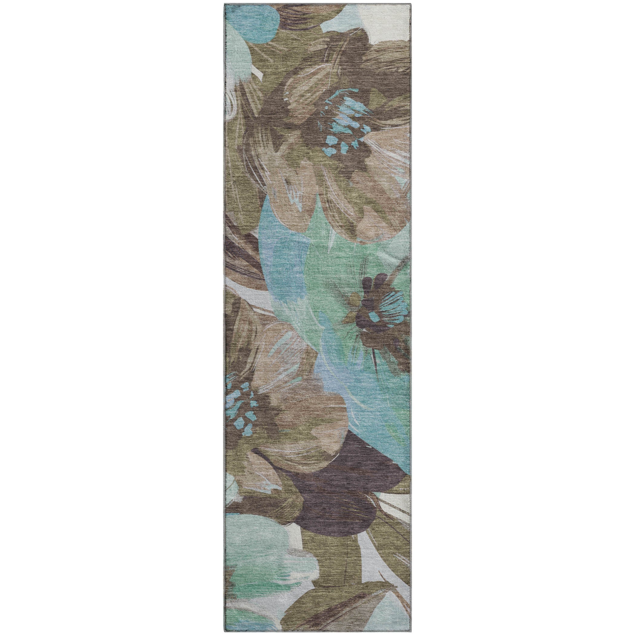Oslo Machine Washable Transitional Khaki Brown Rug 2'3" x 7'6" #shape_Runner